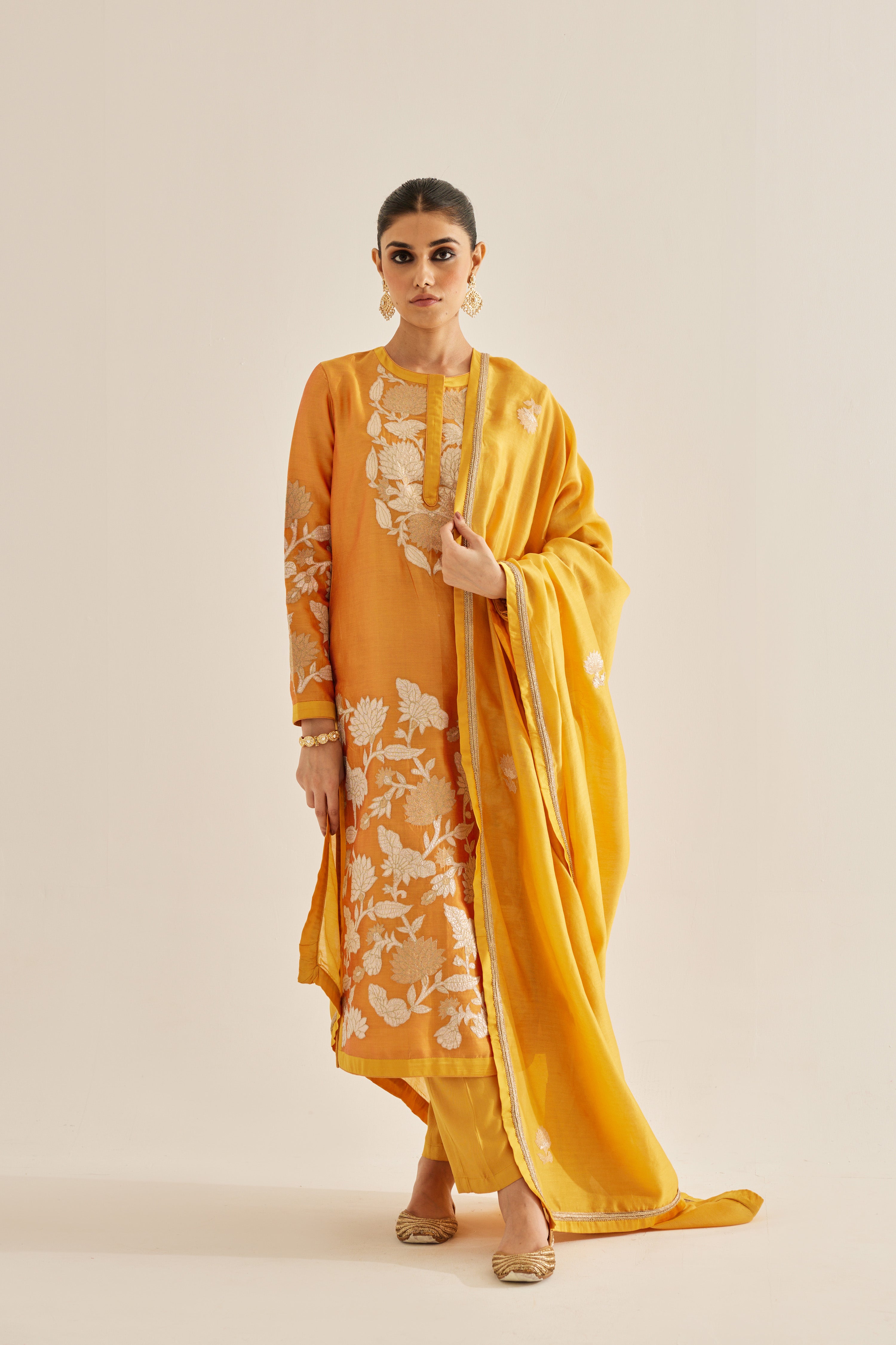 Mustard Yellow Kurta Set.