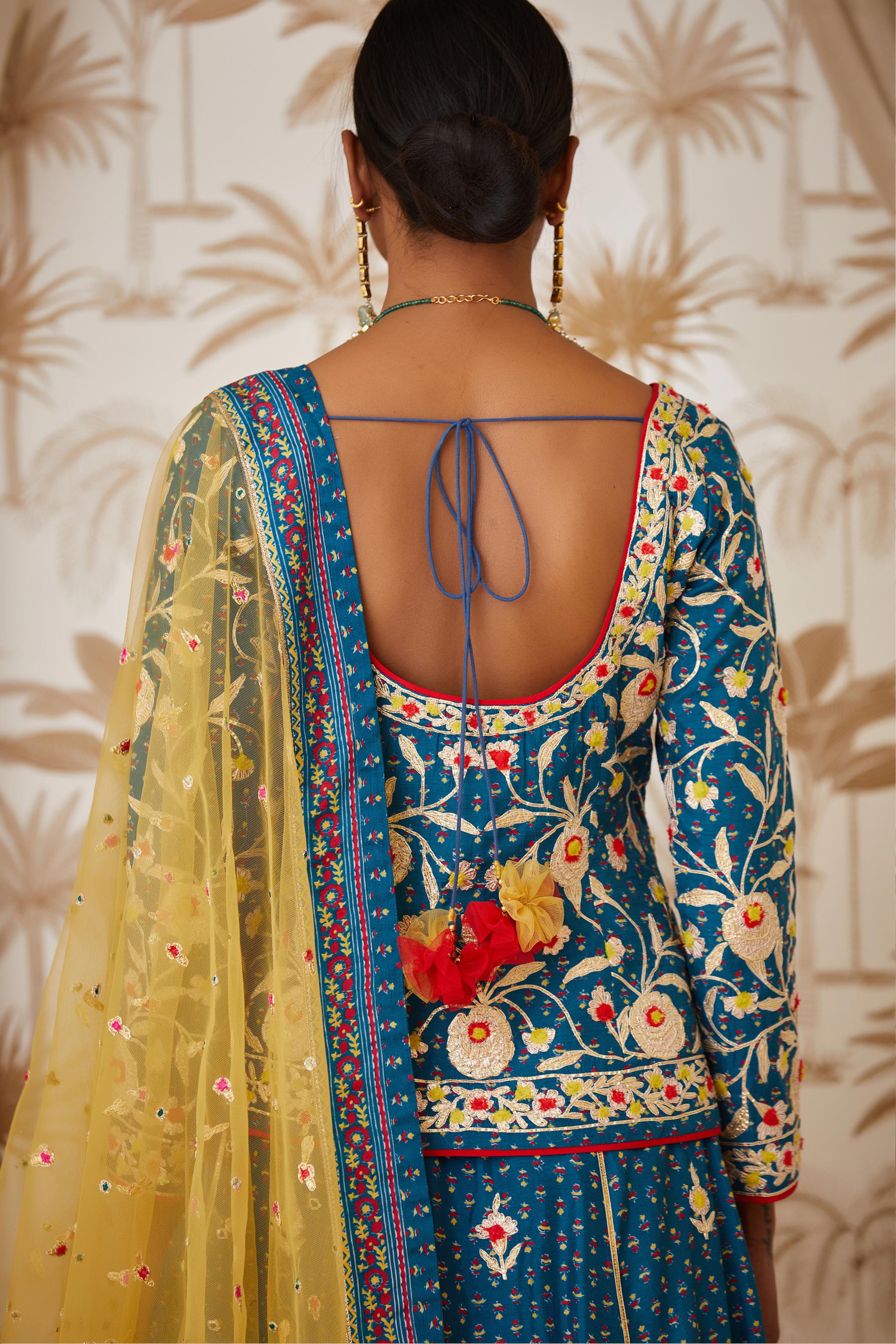 Teal Blue Short Kurta Set.