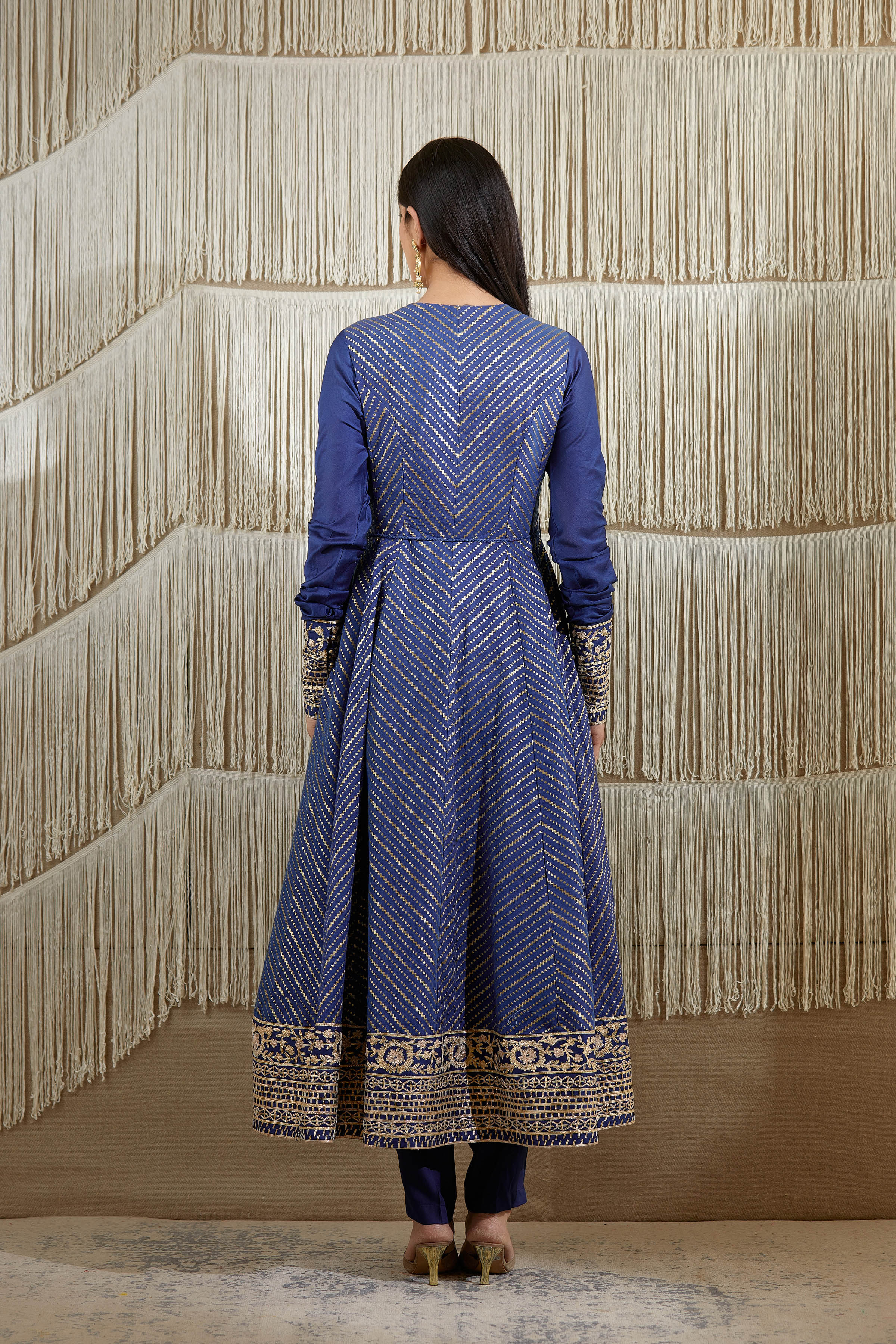 Royal Blue Anarkali set.