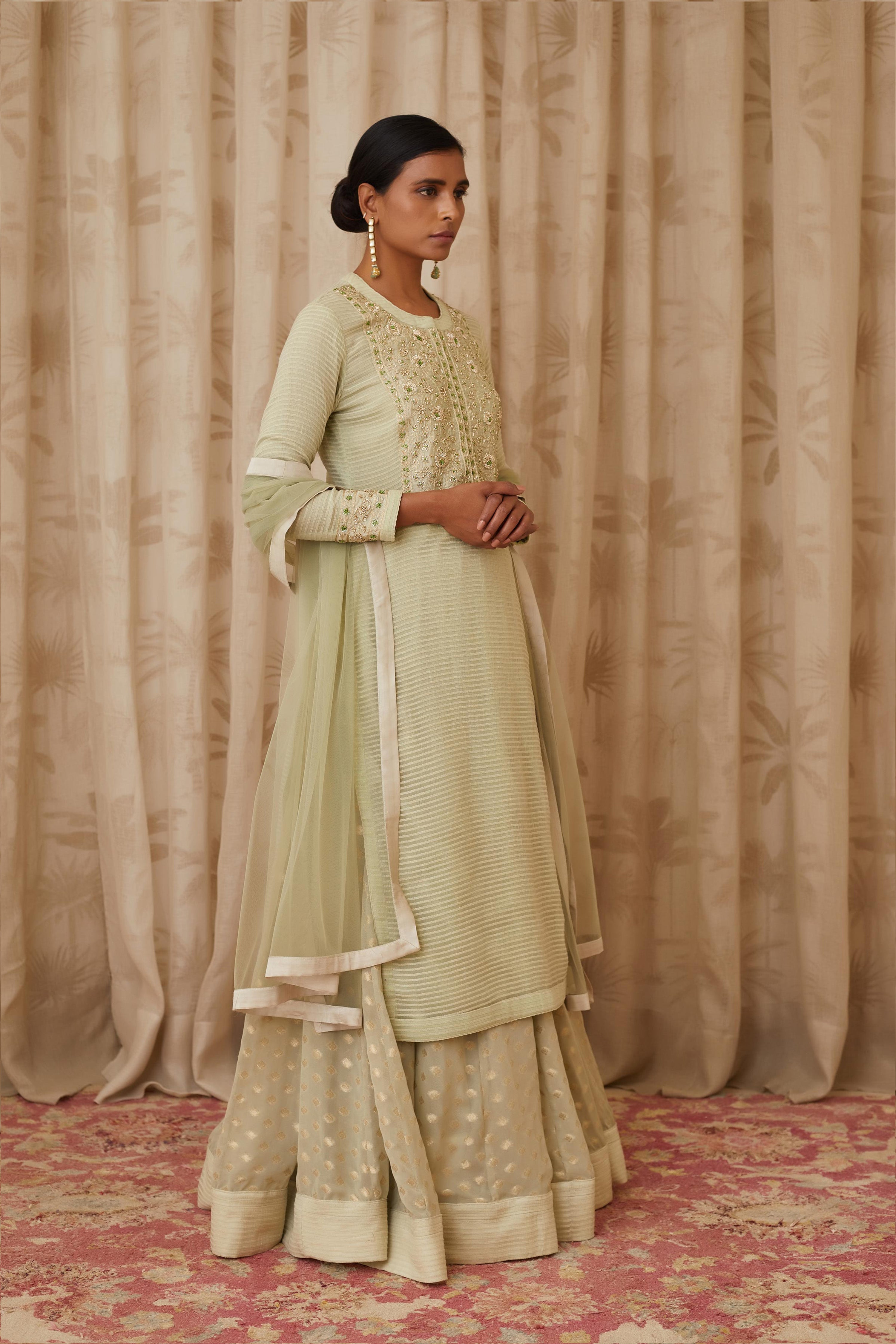 Mint Green Kurta Skirt Set.