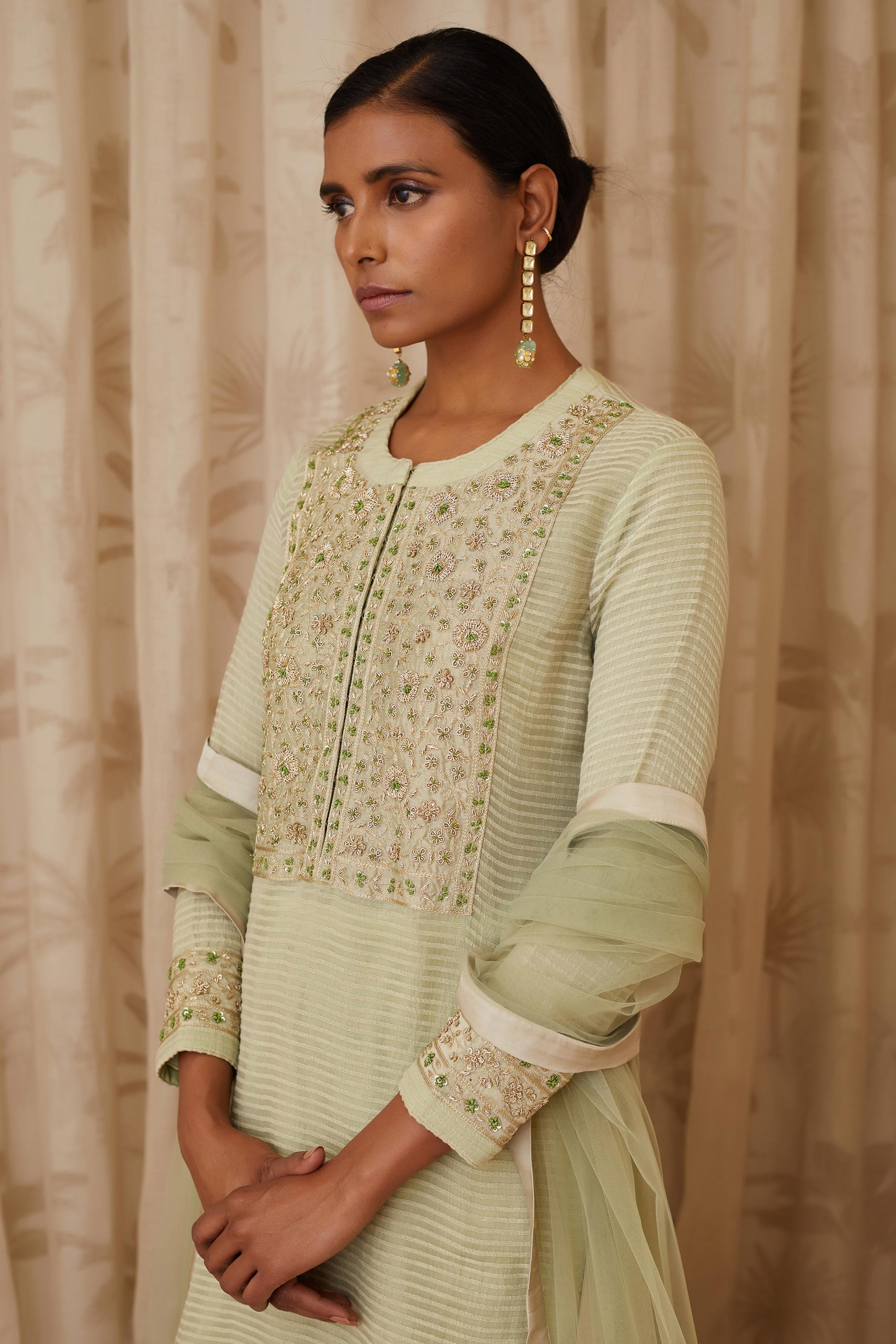 Mint Green Kurta Skirt Set.