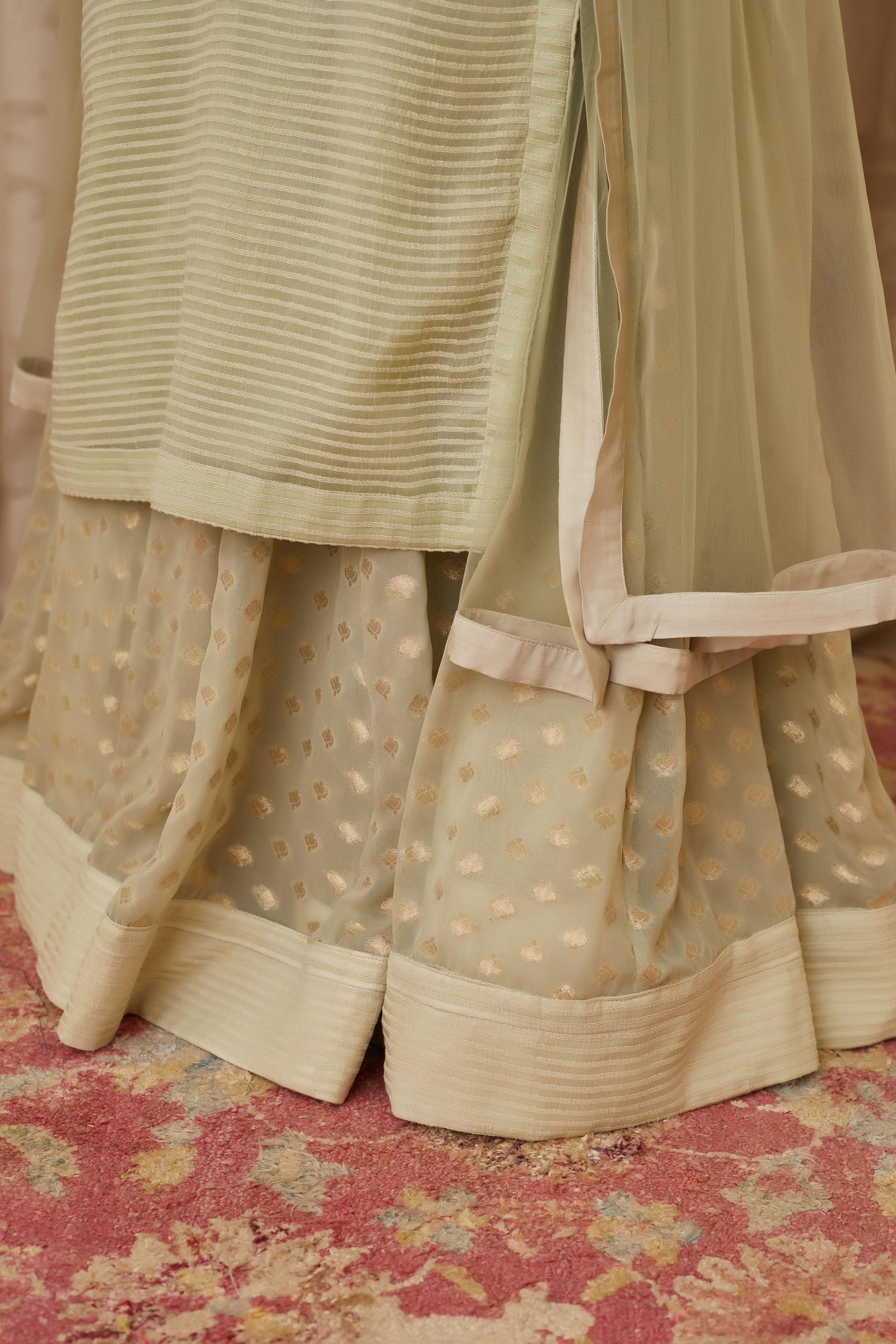 Mint Green Kurta Skirt Set.