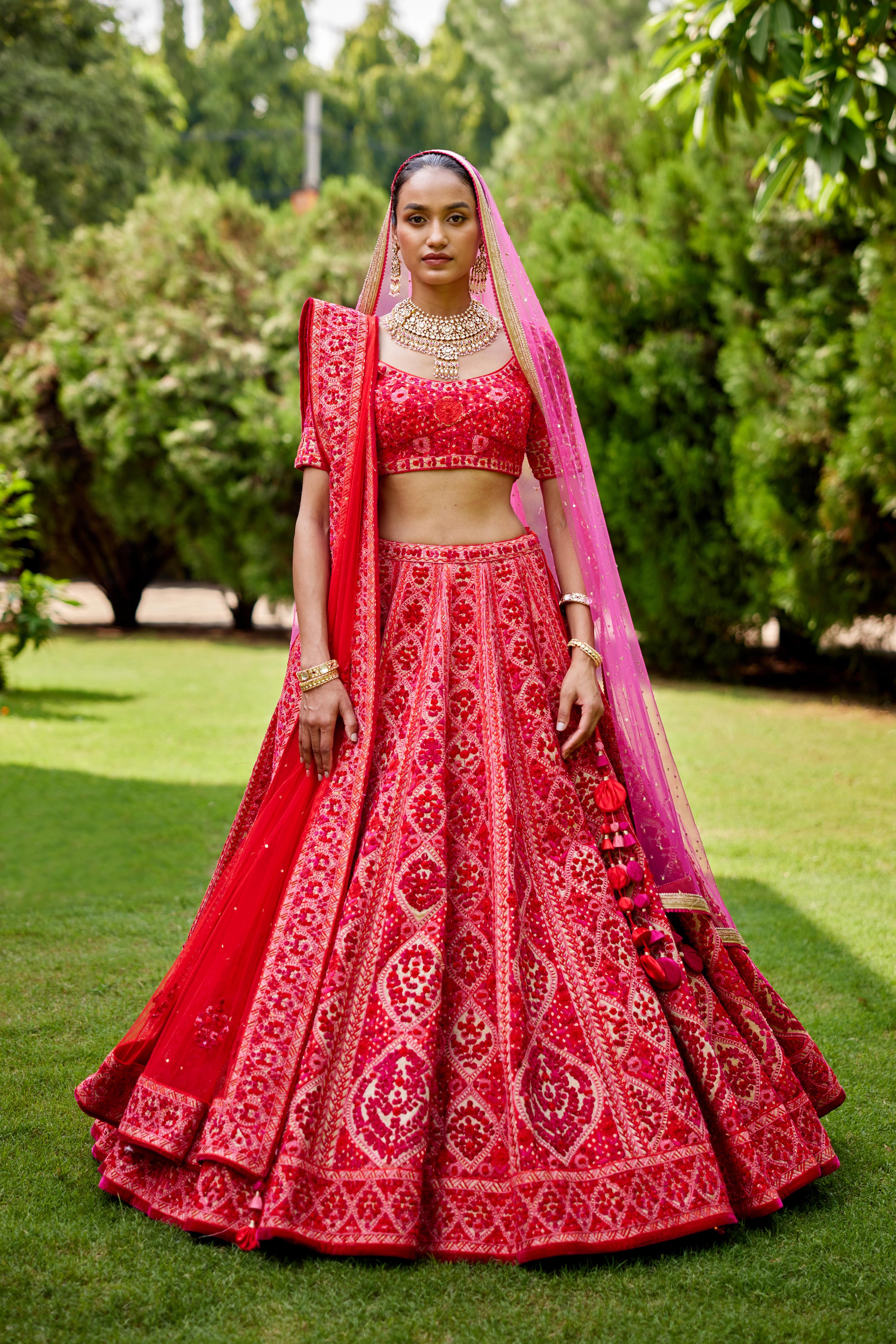 Red-Maroon Lehenga Set.