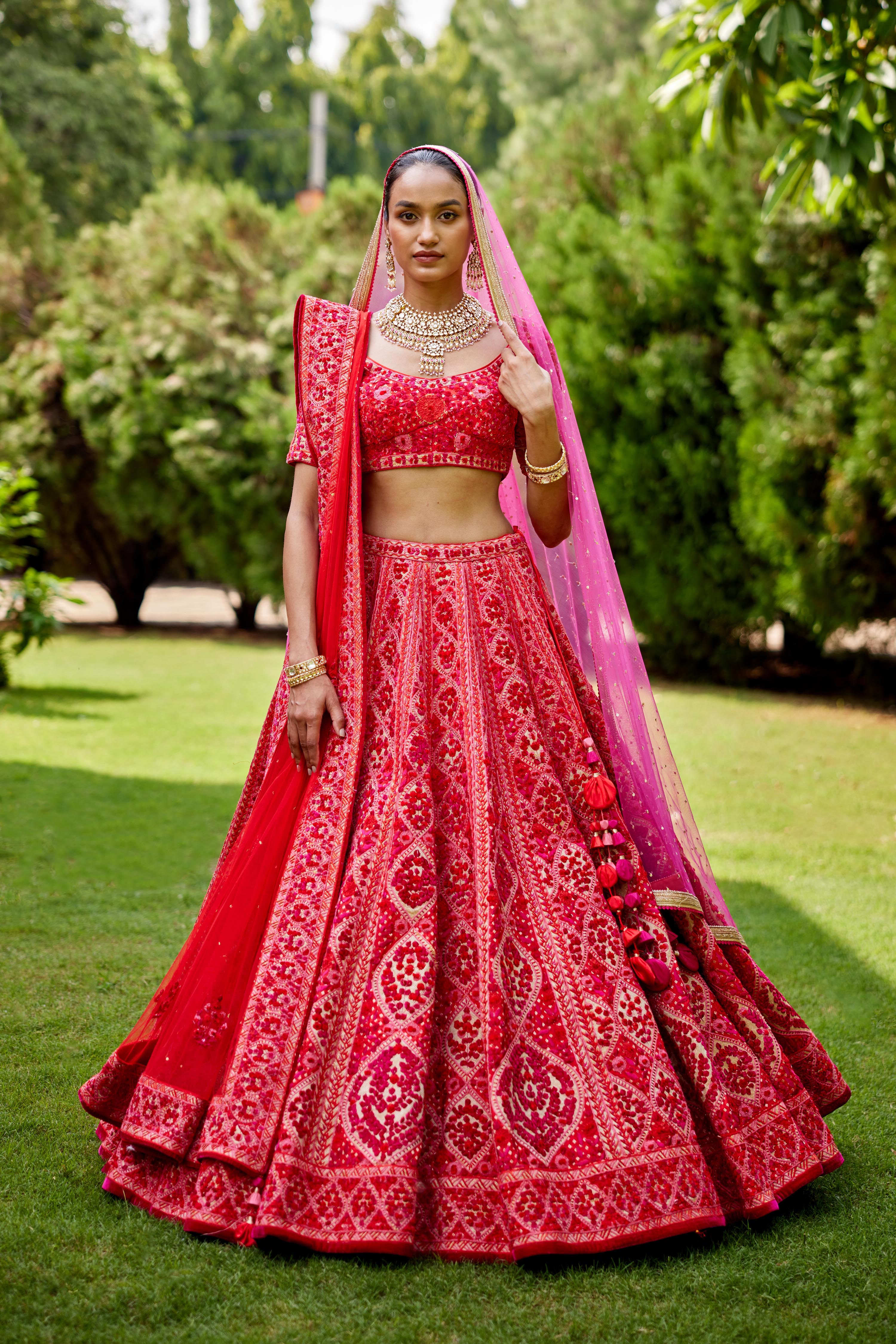 Red-Maroon Lehenga Set.