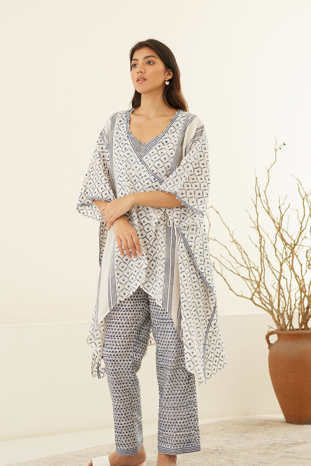 Buy Whisper White - Twilight Blue Tunic Set | Cotton and Clay