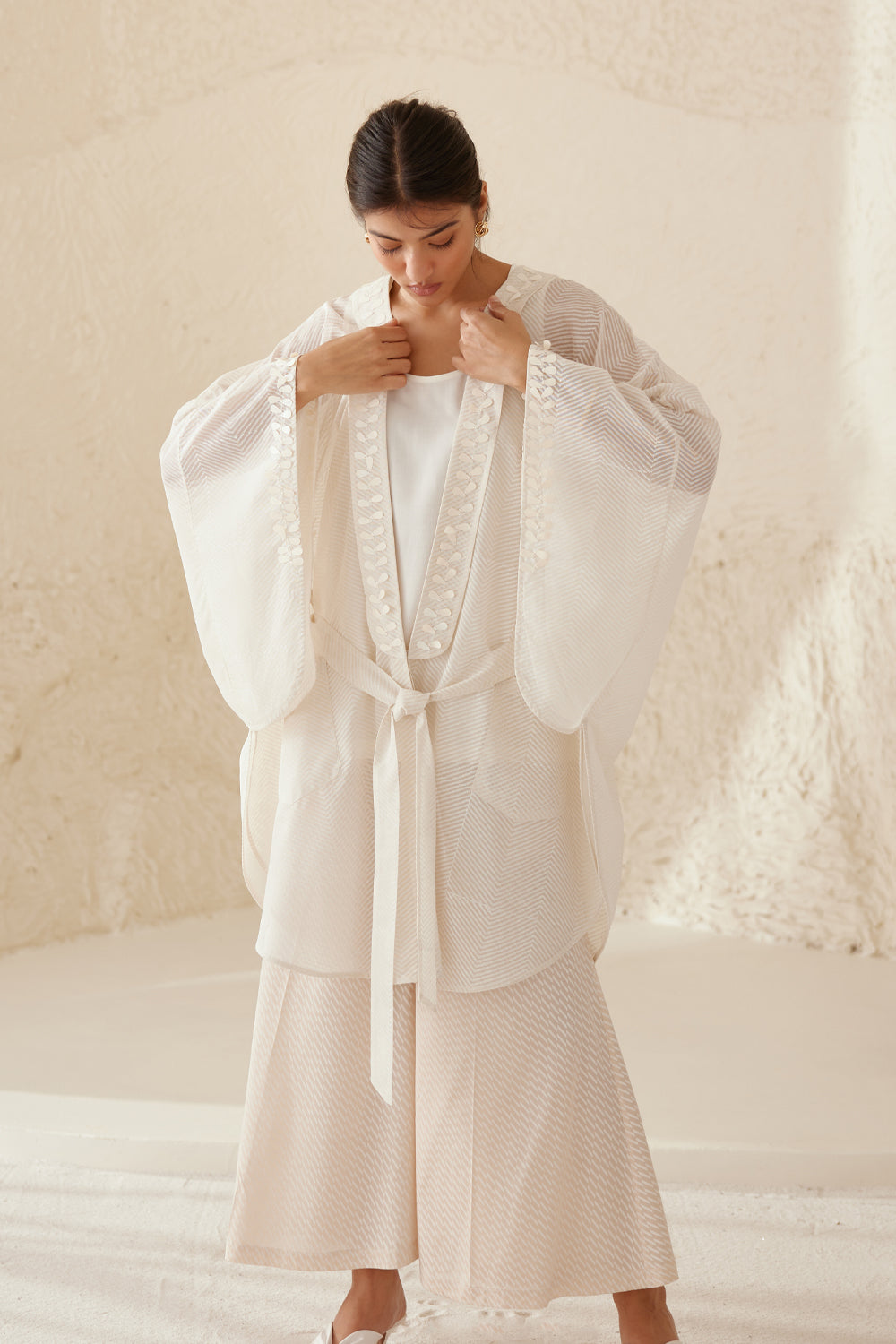 Shop Pristine White Printed Kimono Set | Cotton and Clay