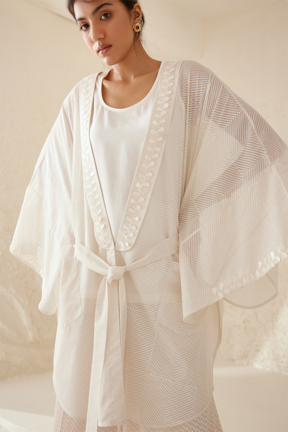 Shop Pristine White Printed Kimono Set | Cotton and Clay