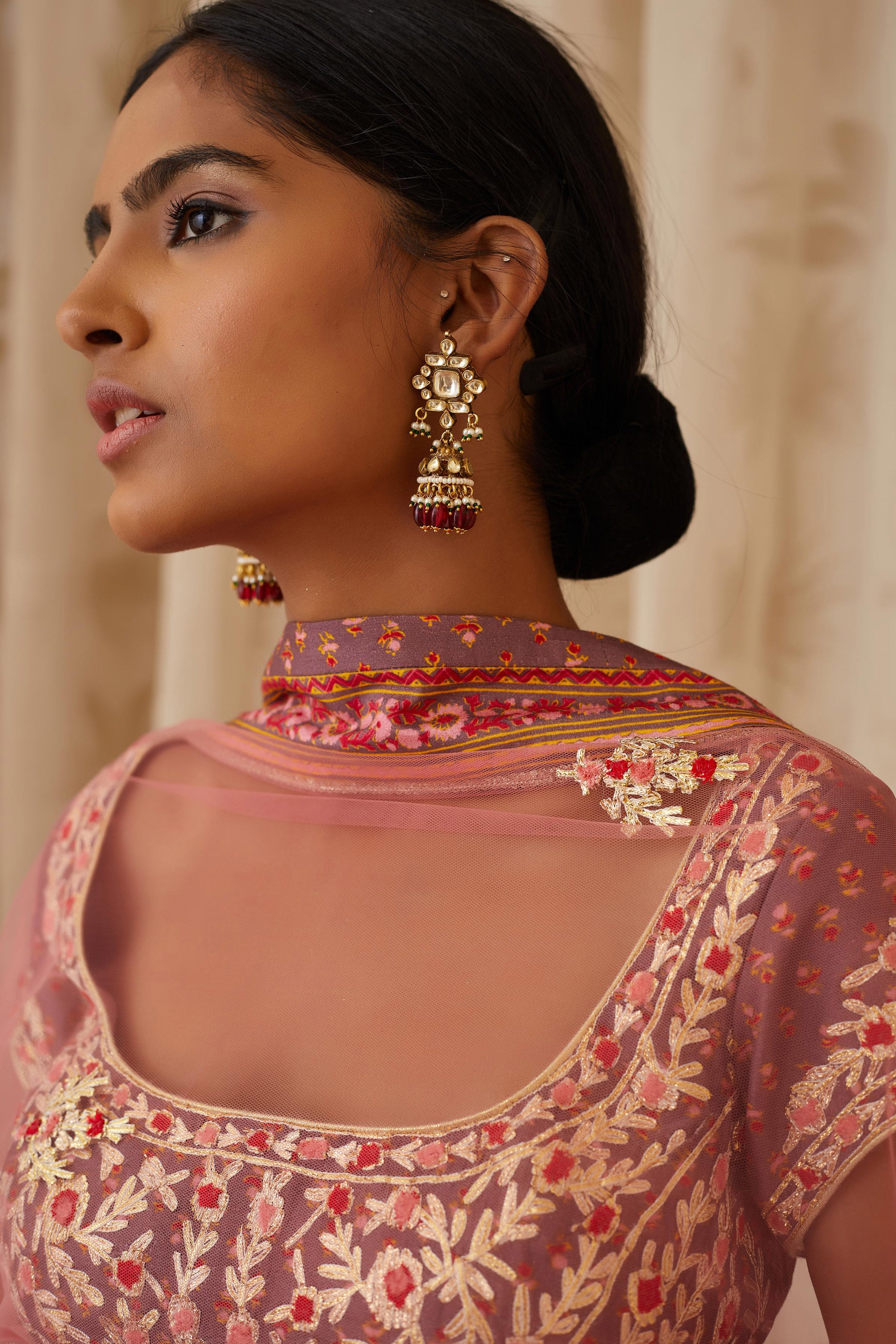 Neutral Purple Lehenga Set.