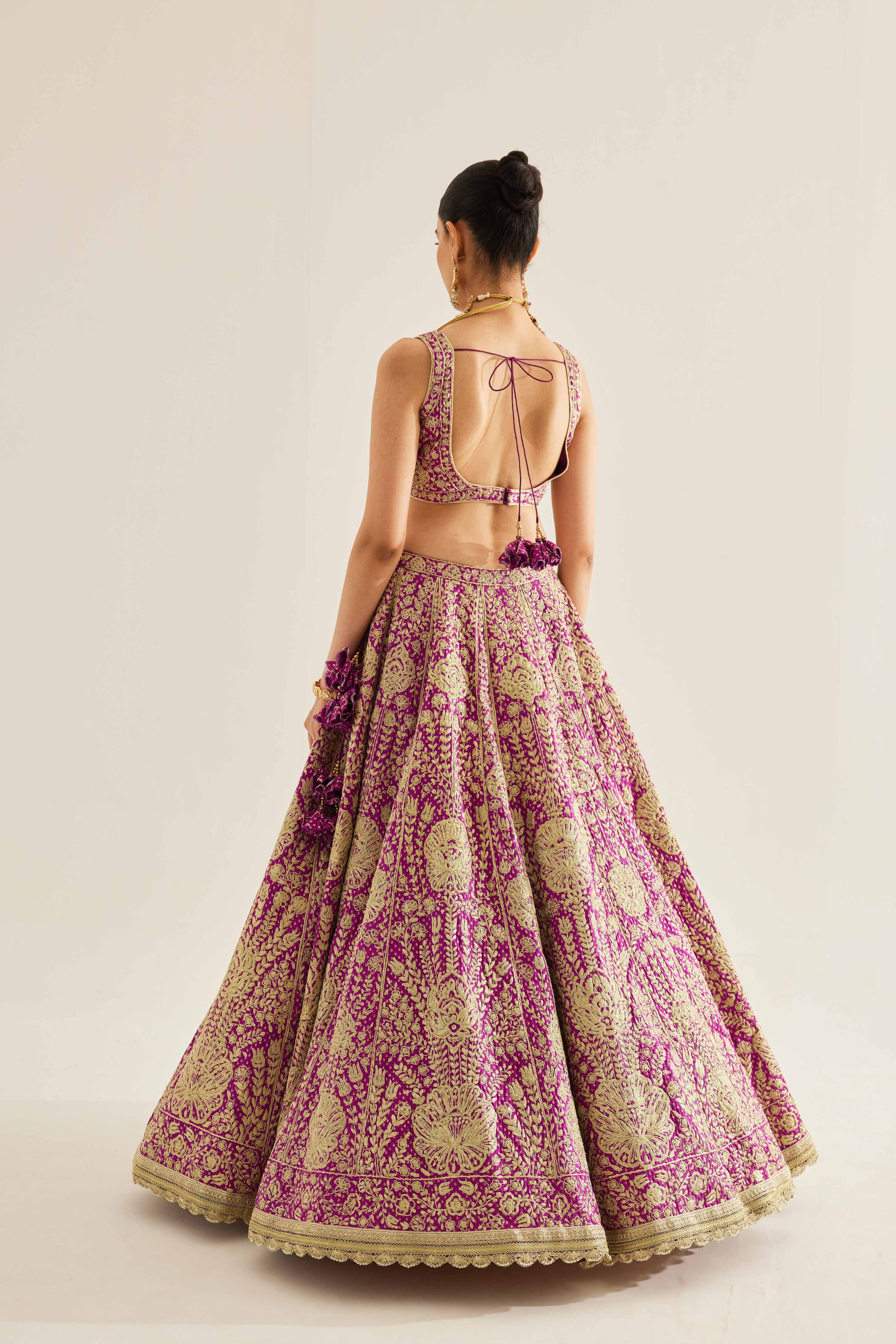 Grape Wine Lehenga Set- back view