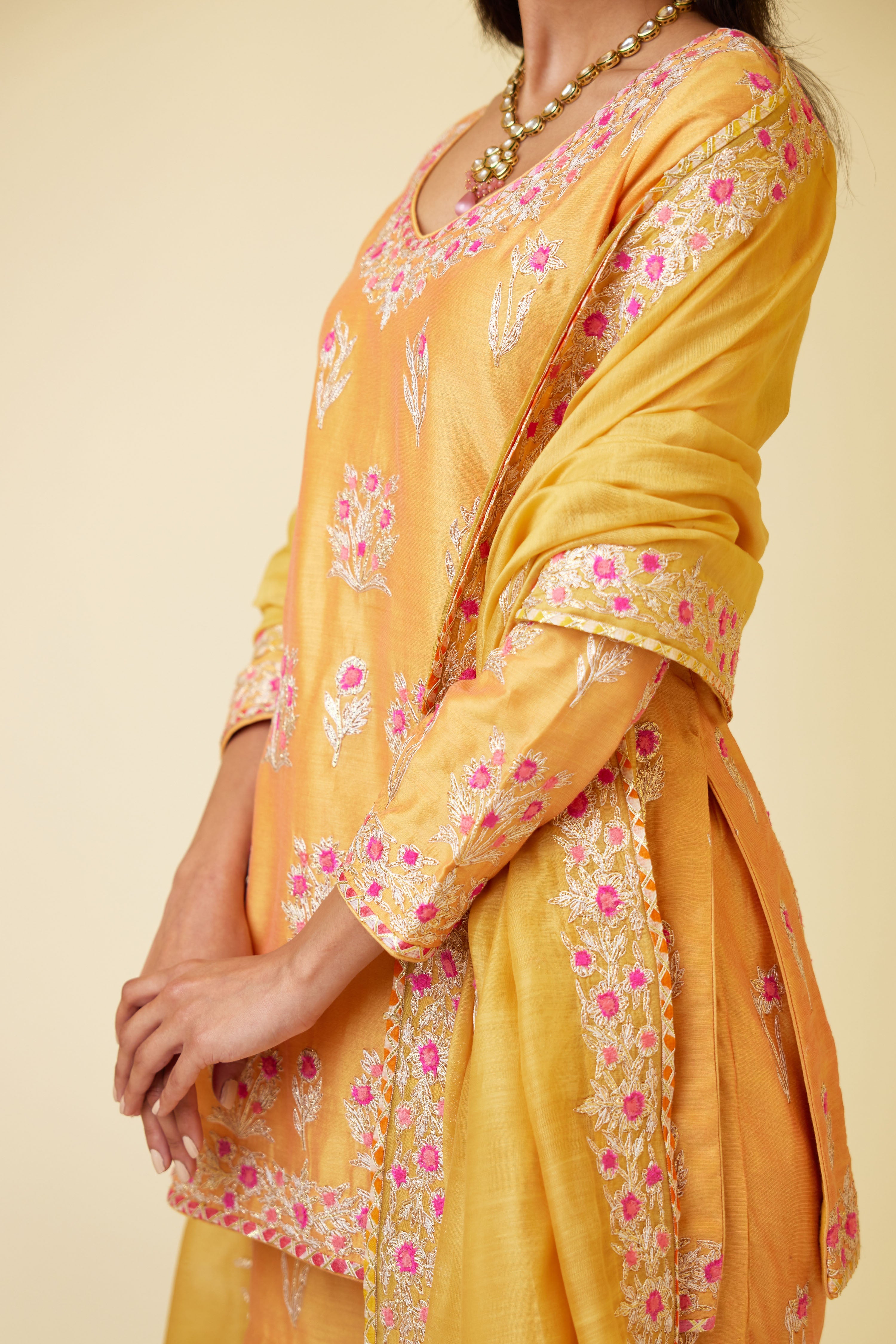 Saffron Orange Sharara Set.