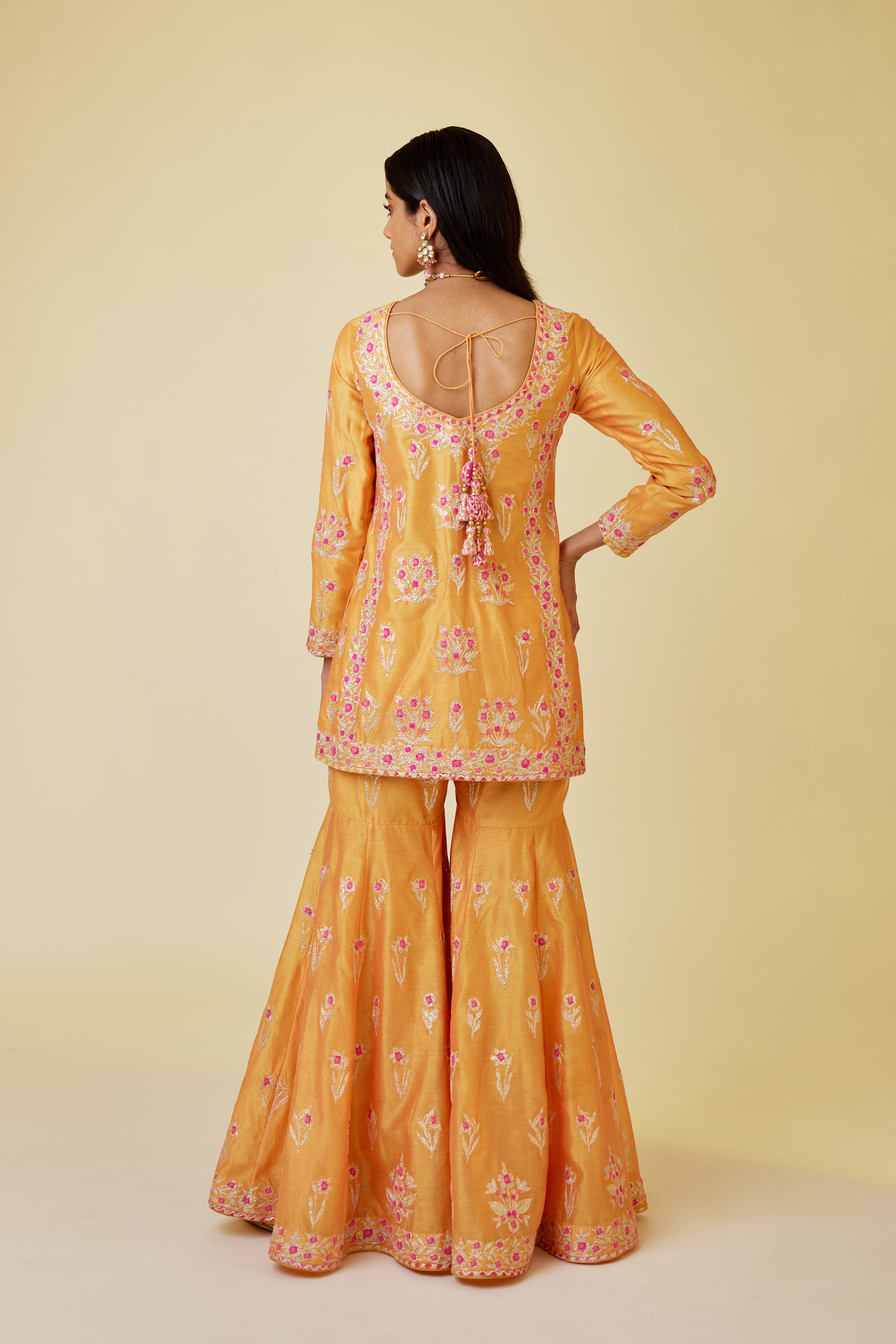 Saffron Orange Sharara Set.