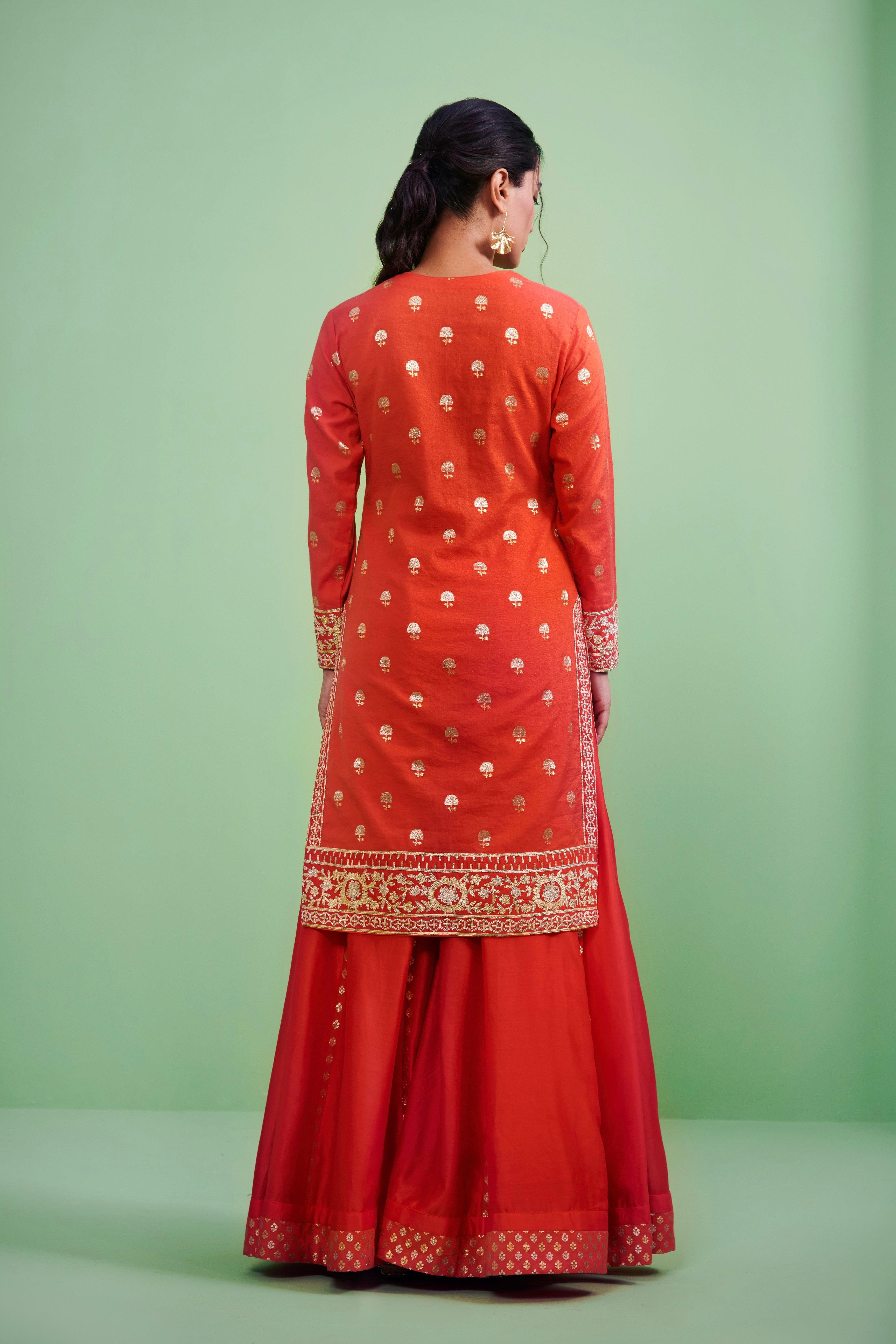 Orange Kurta & Sharara Set.