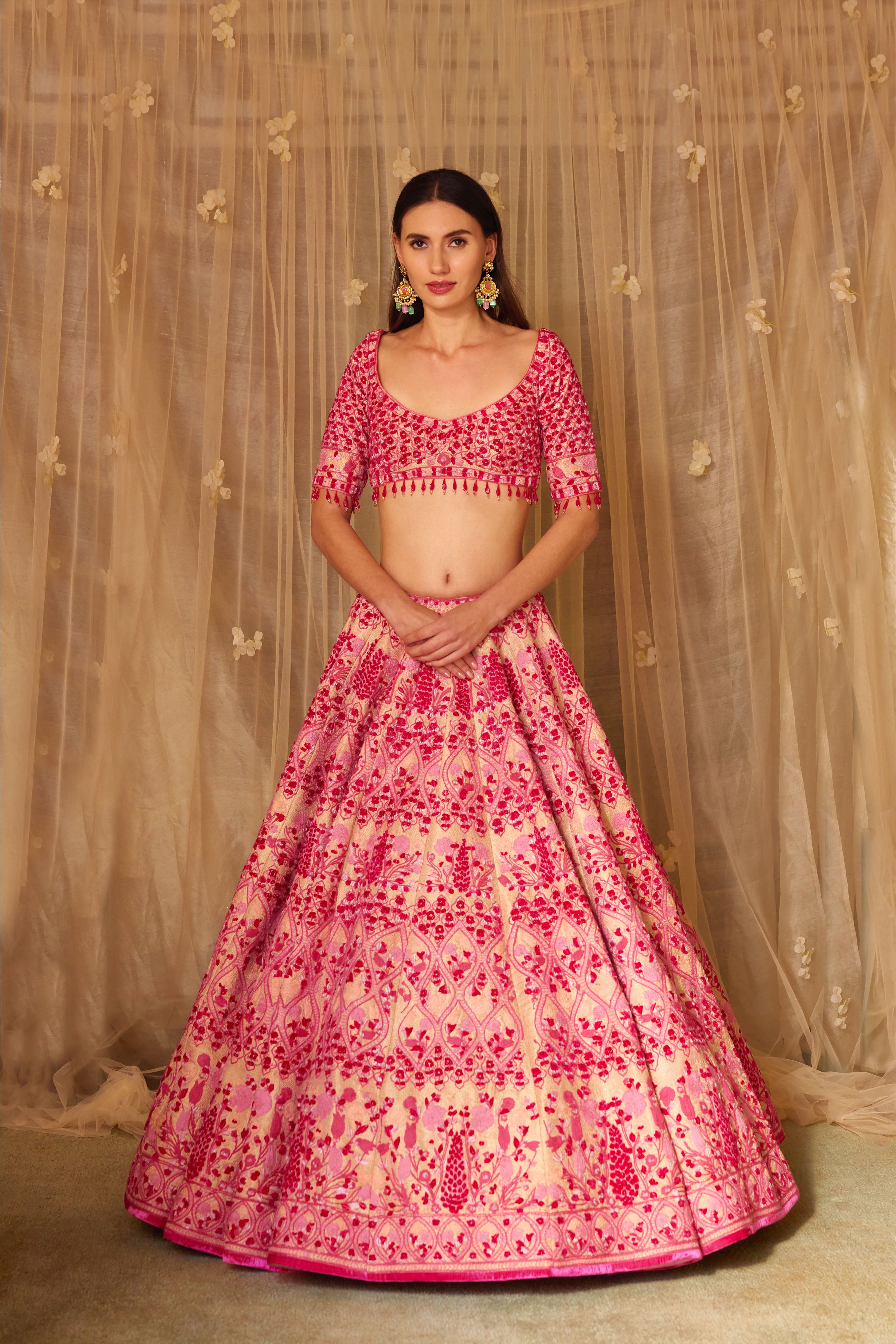 Peach Pink Lehenga Set.