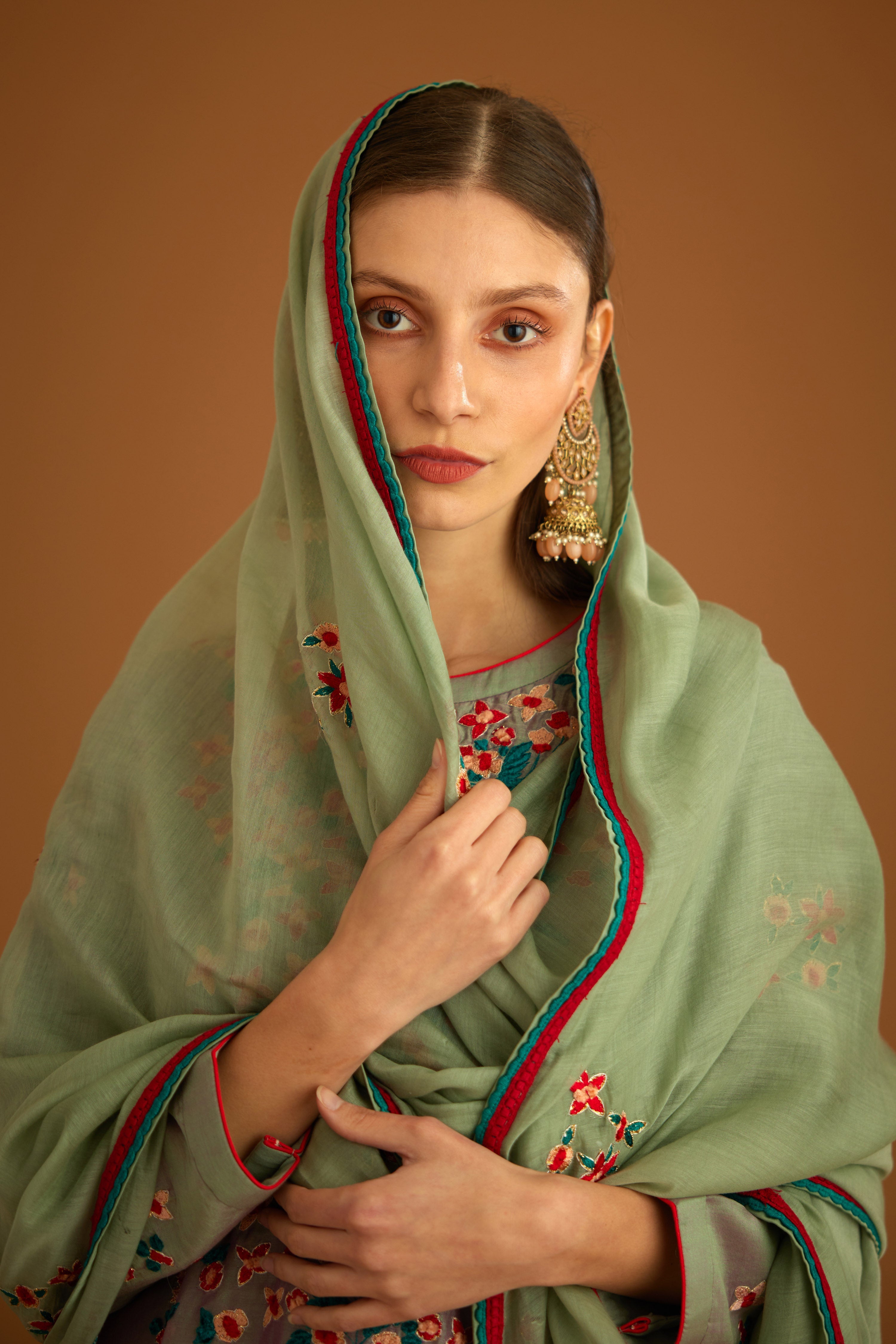 Grey-Green Kurta Set- front view