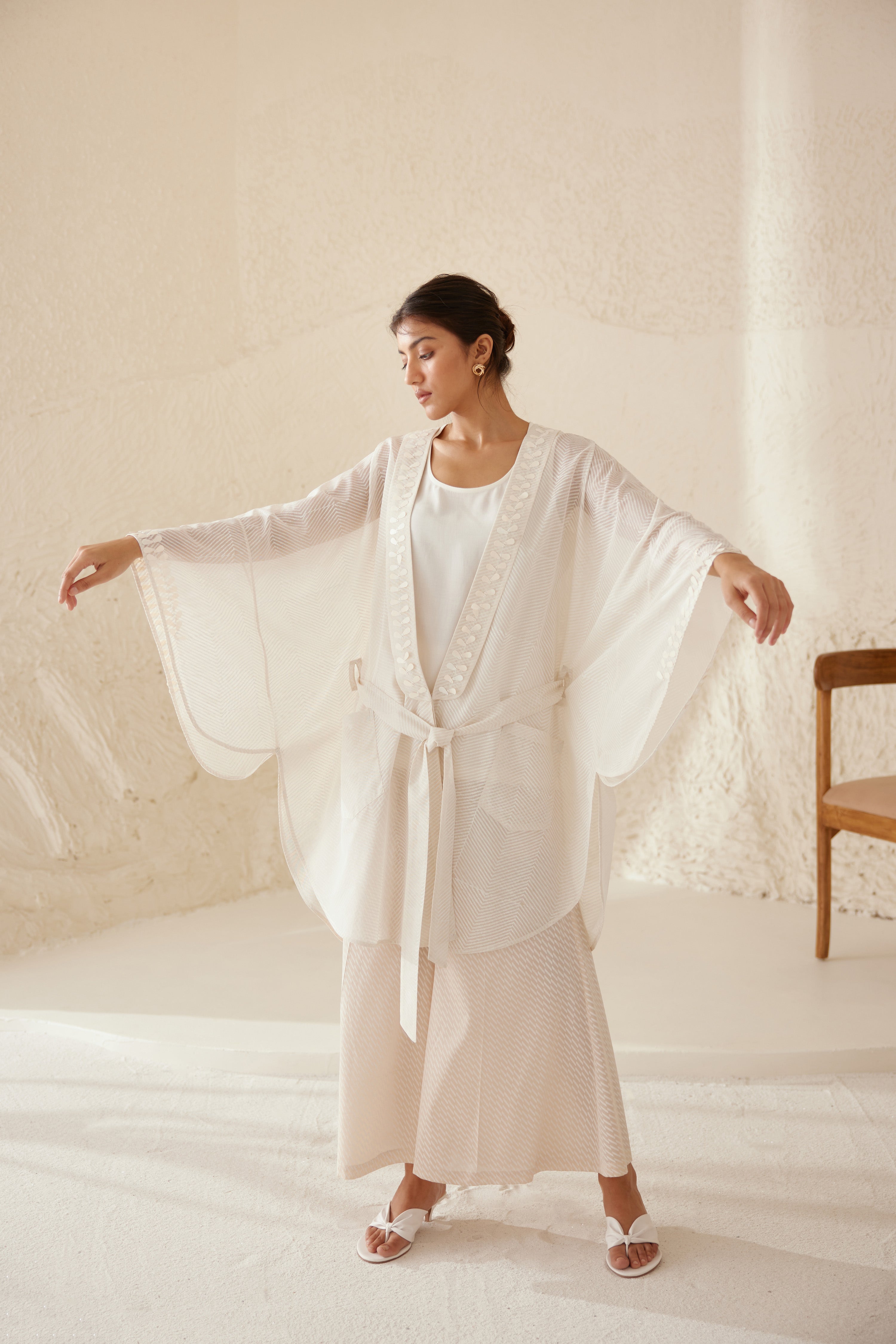 Pristine White Kimono Set.