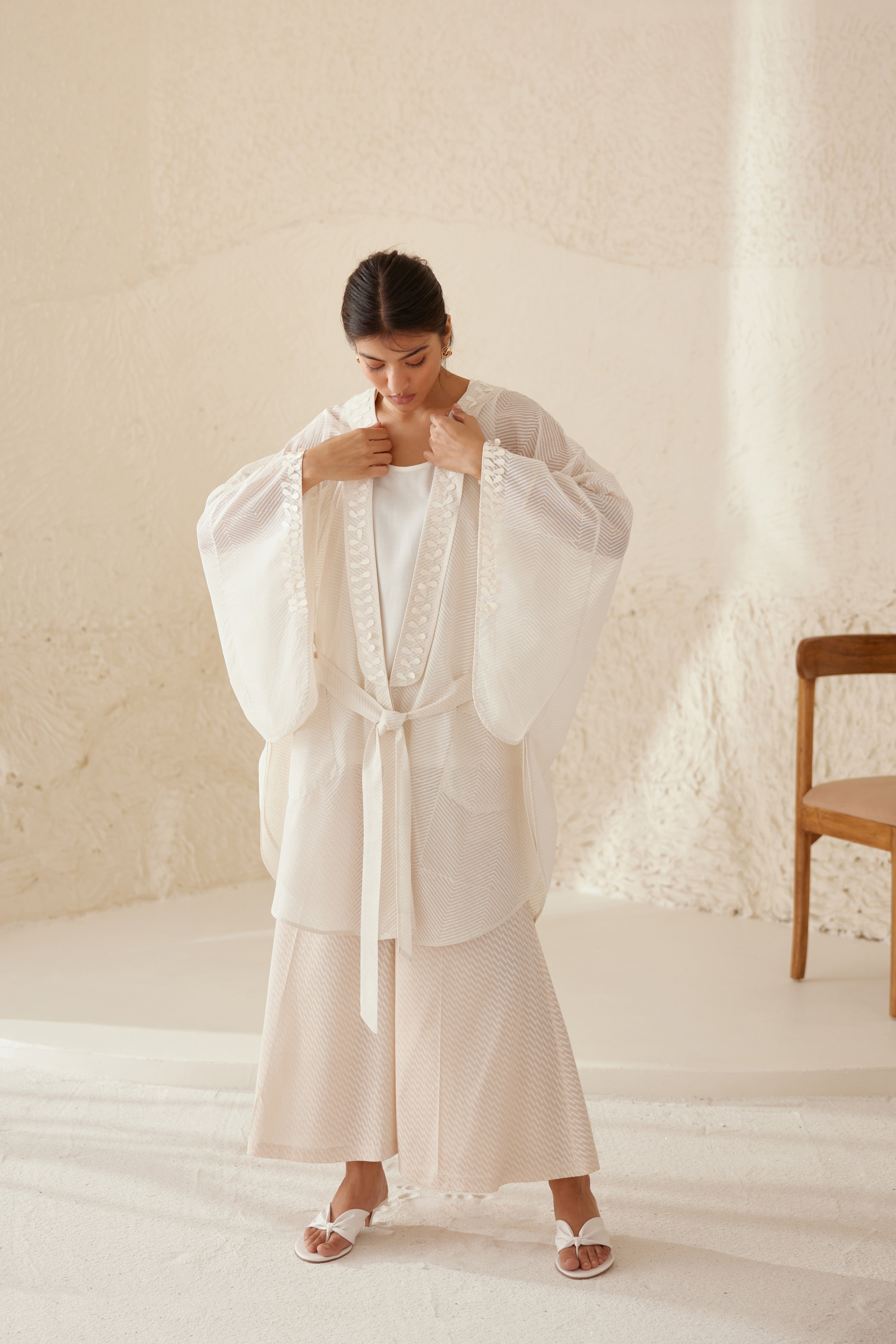 Pristine White Kimono Set.