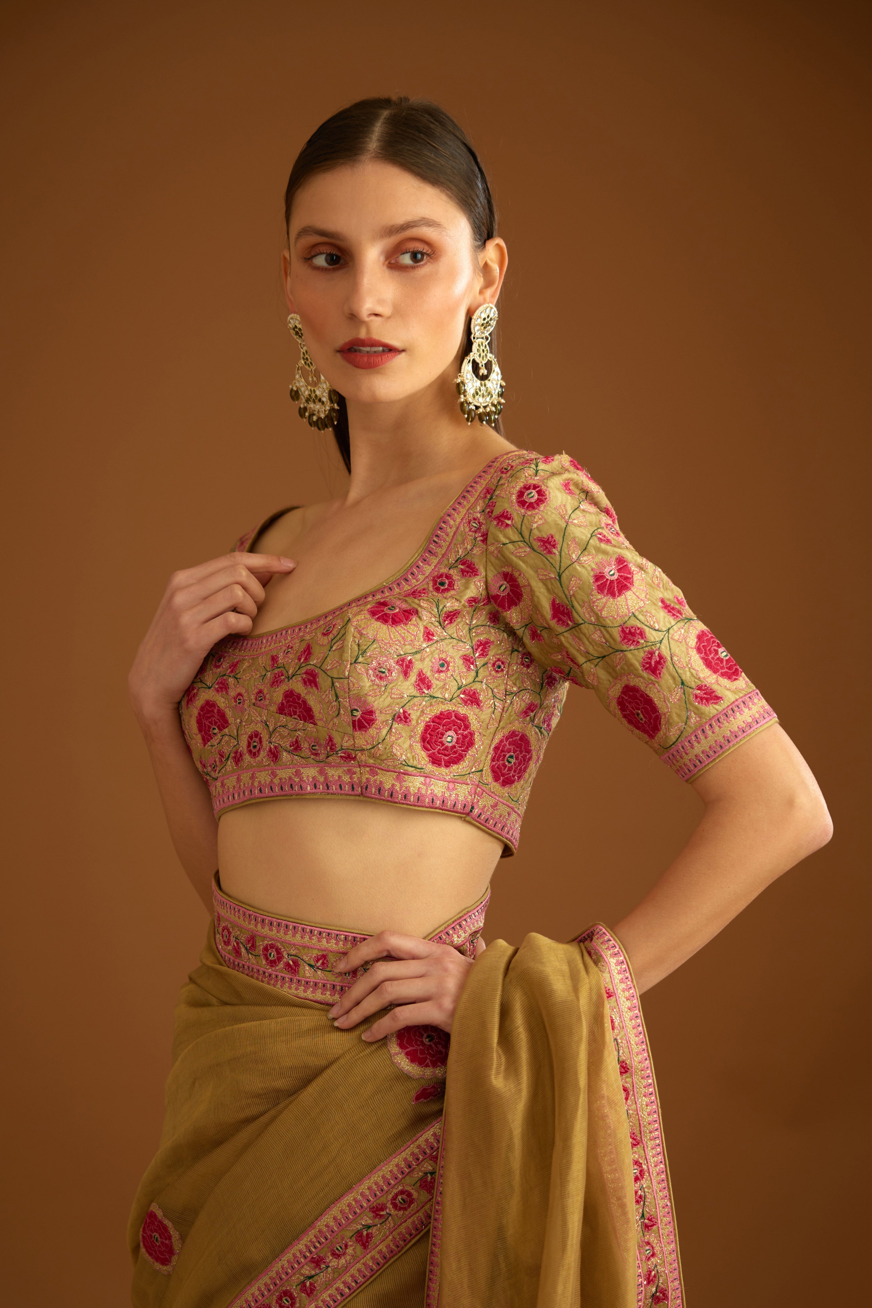 Mustard Gold Saree Set.