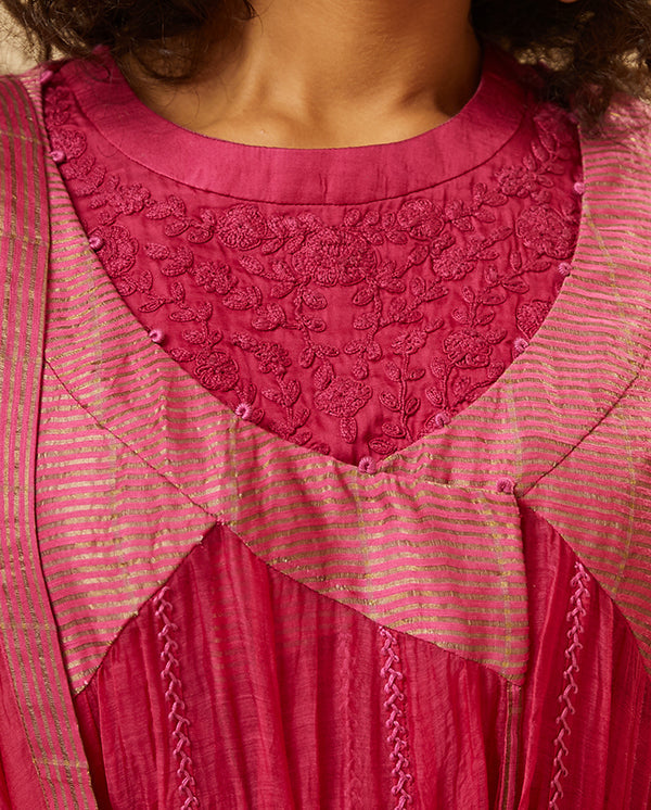 Dark Pink Anarkali Set- close view