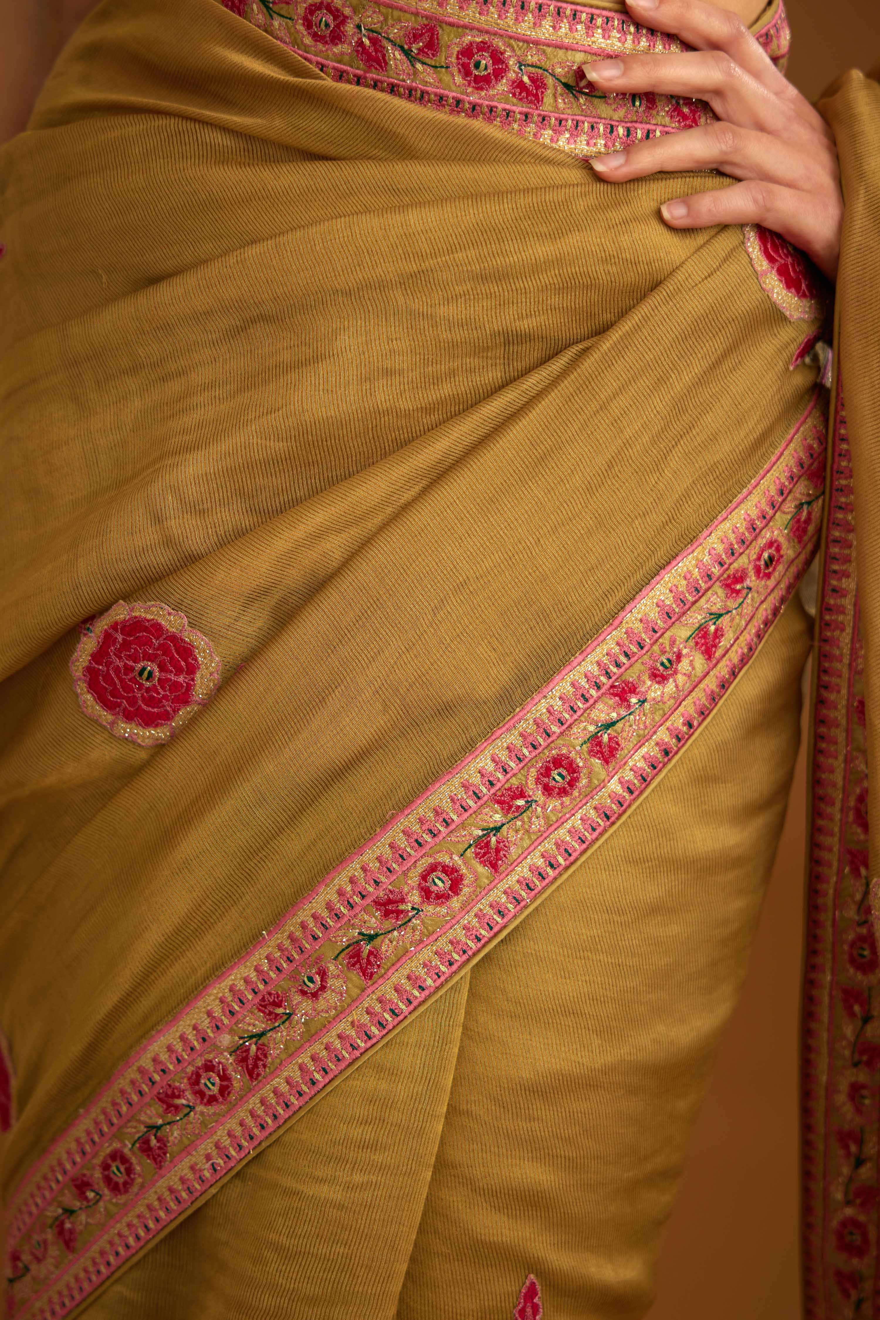 Mustard Gold Saree Set.