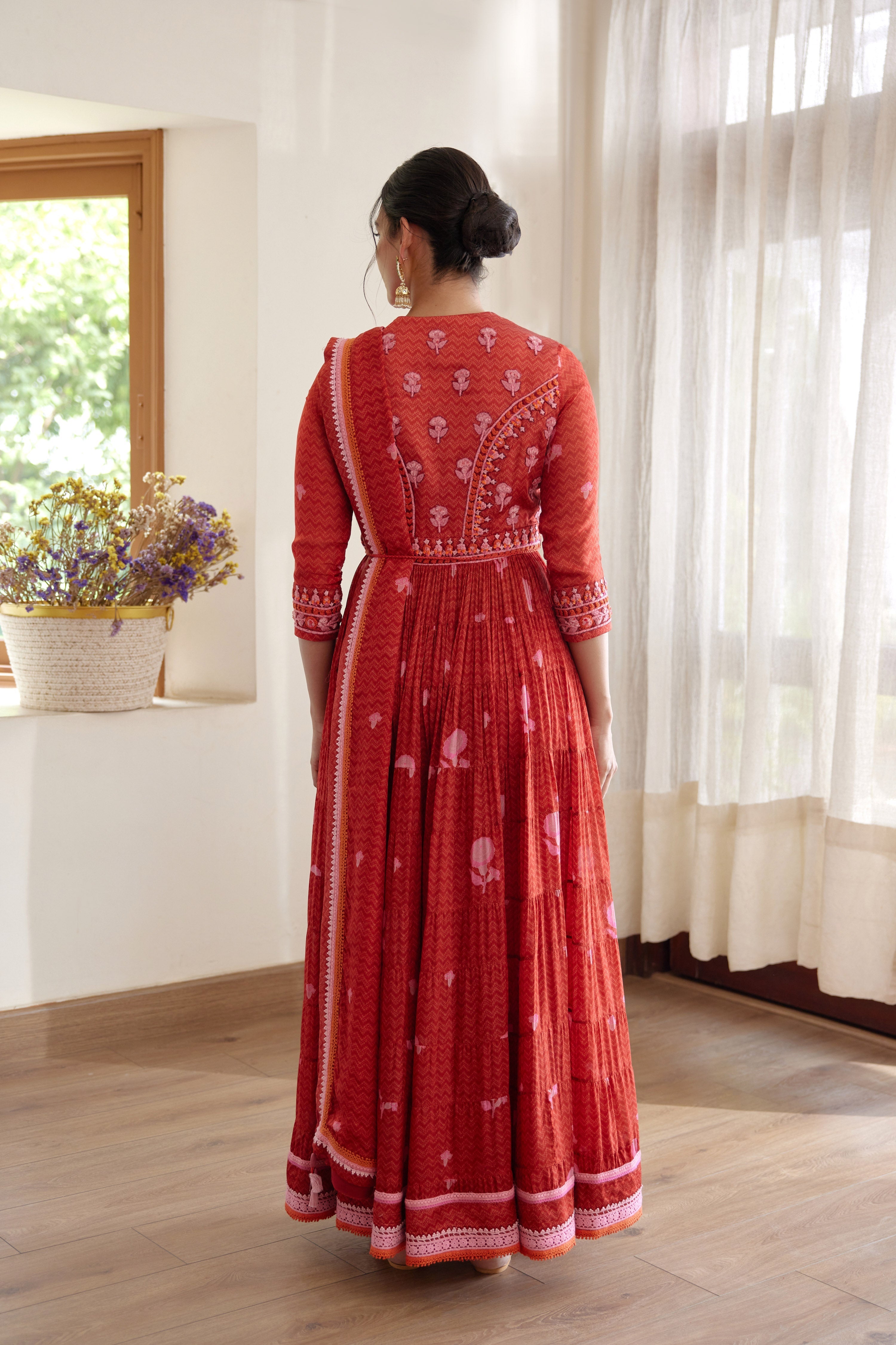 Maroon Anarkali Set.