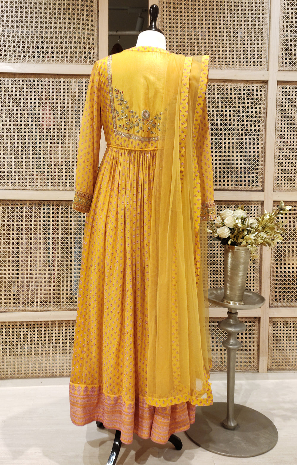 Mustard Anarkali Set.