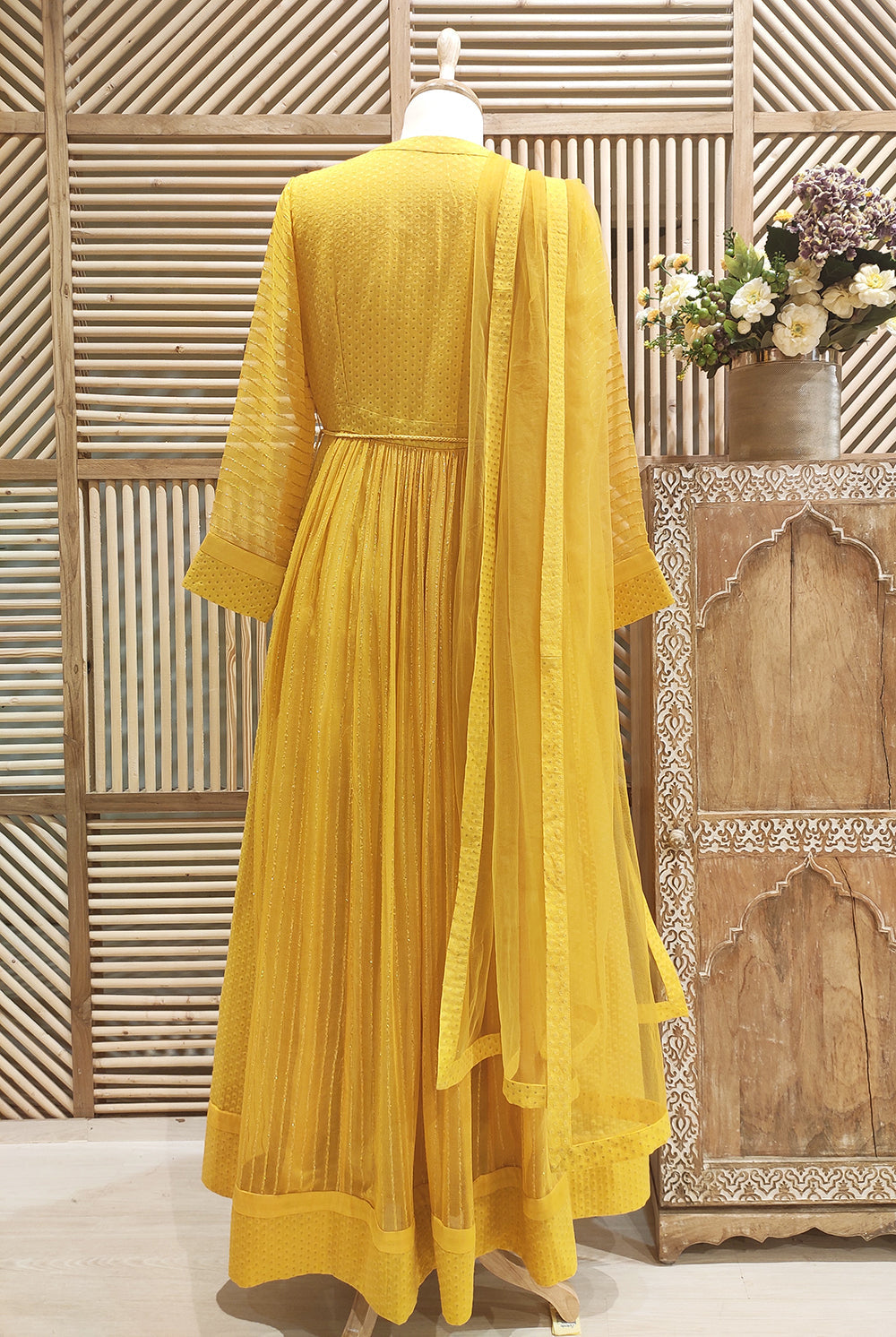 Mustard Yellow Anarkali Set.