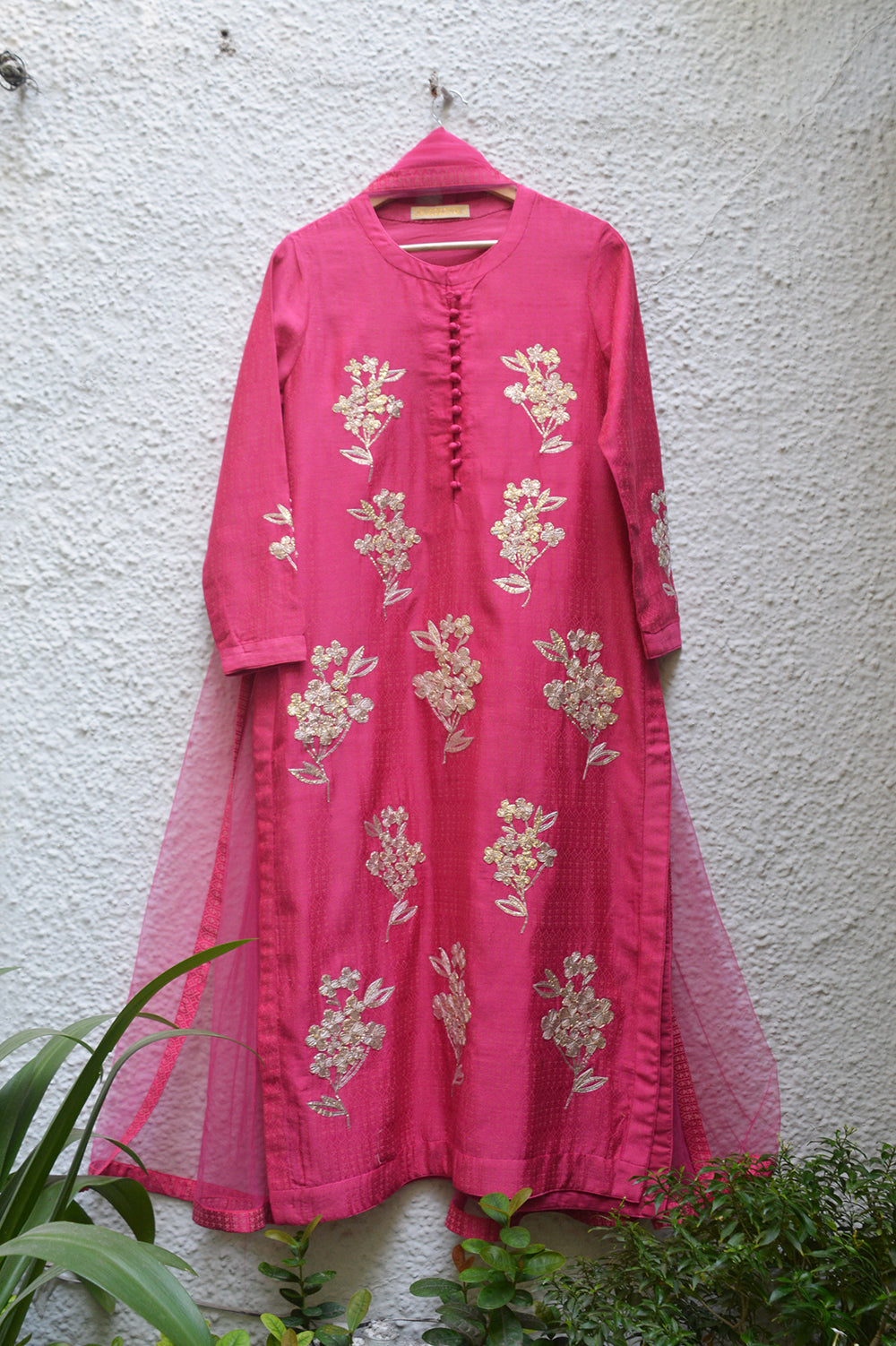 Dark Coral Printed Kurta Set