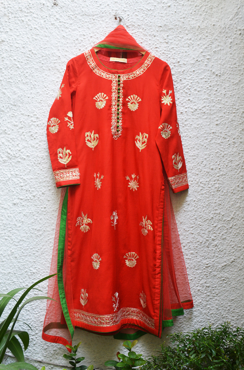 Red Kurta Set.