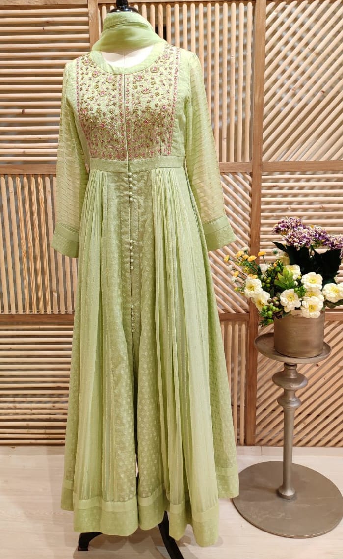 Light Green Anarkali Set.
