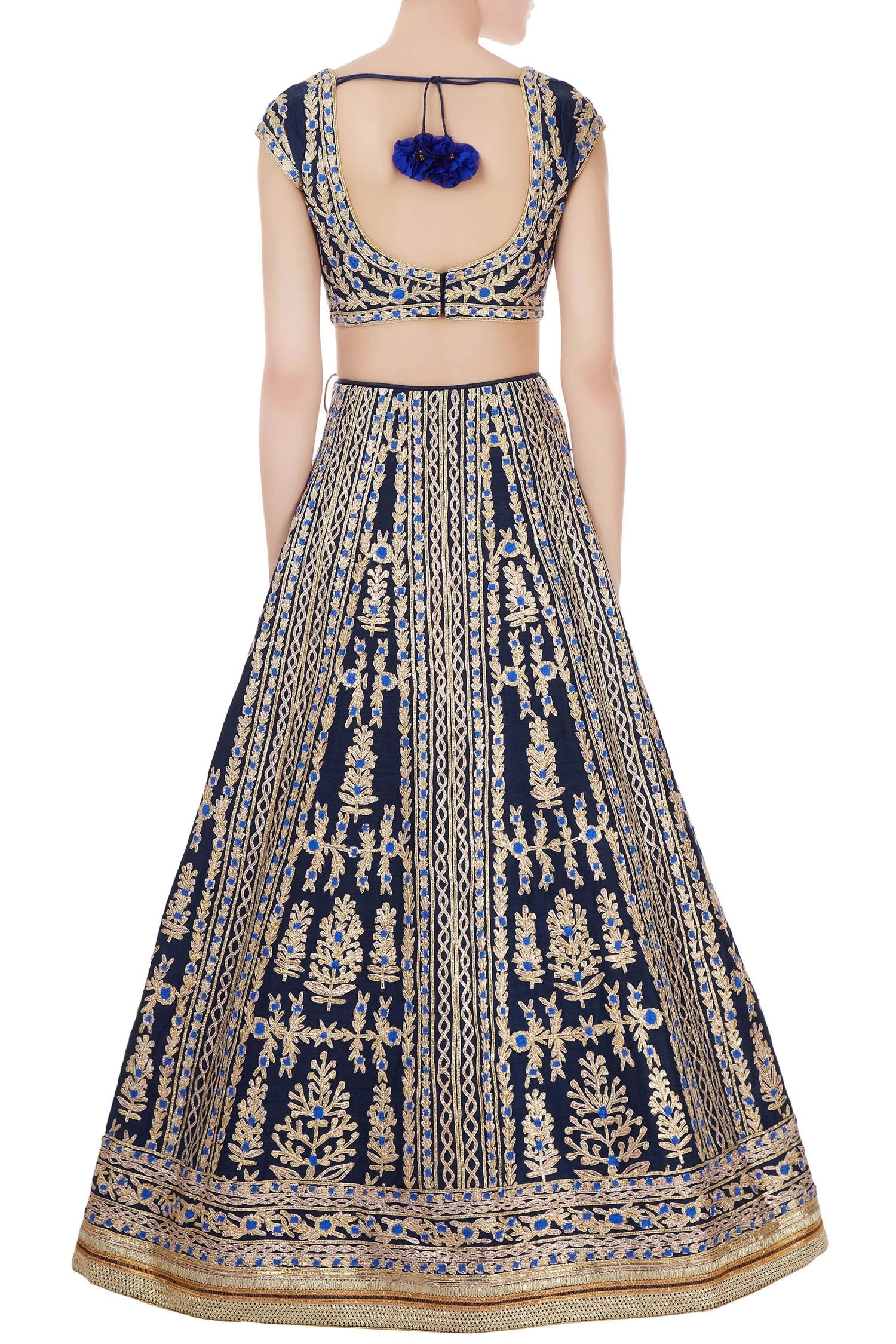 Navy blue lehenga set.