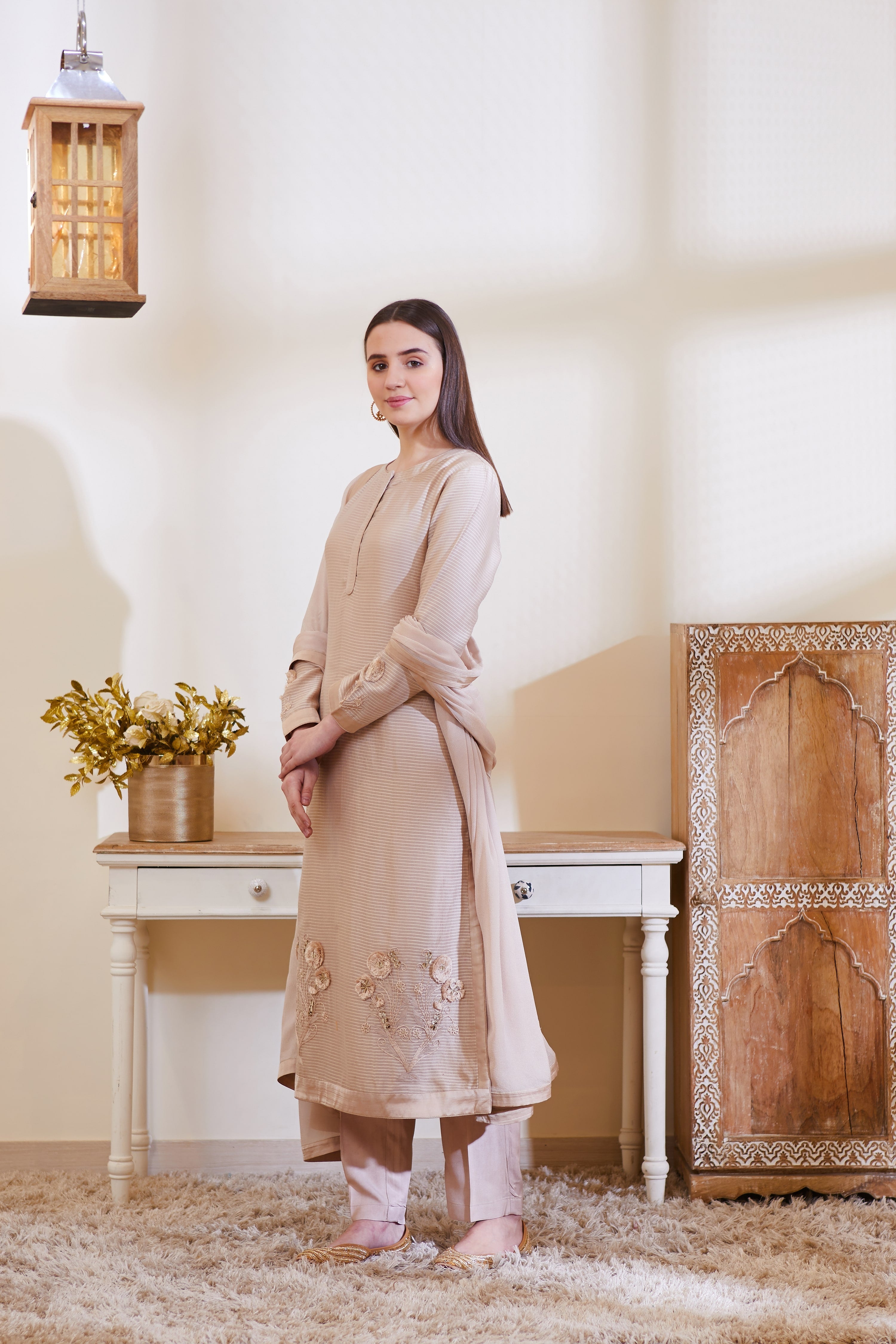 Neutral Kurta Set.