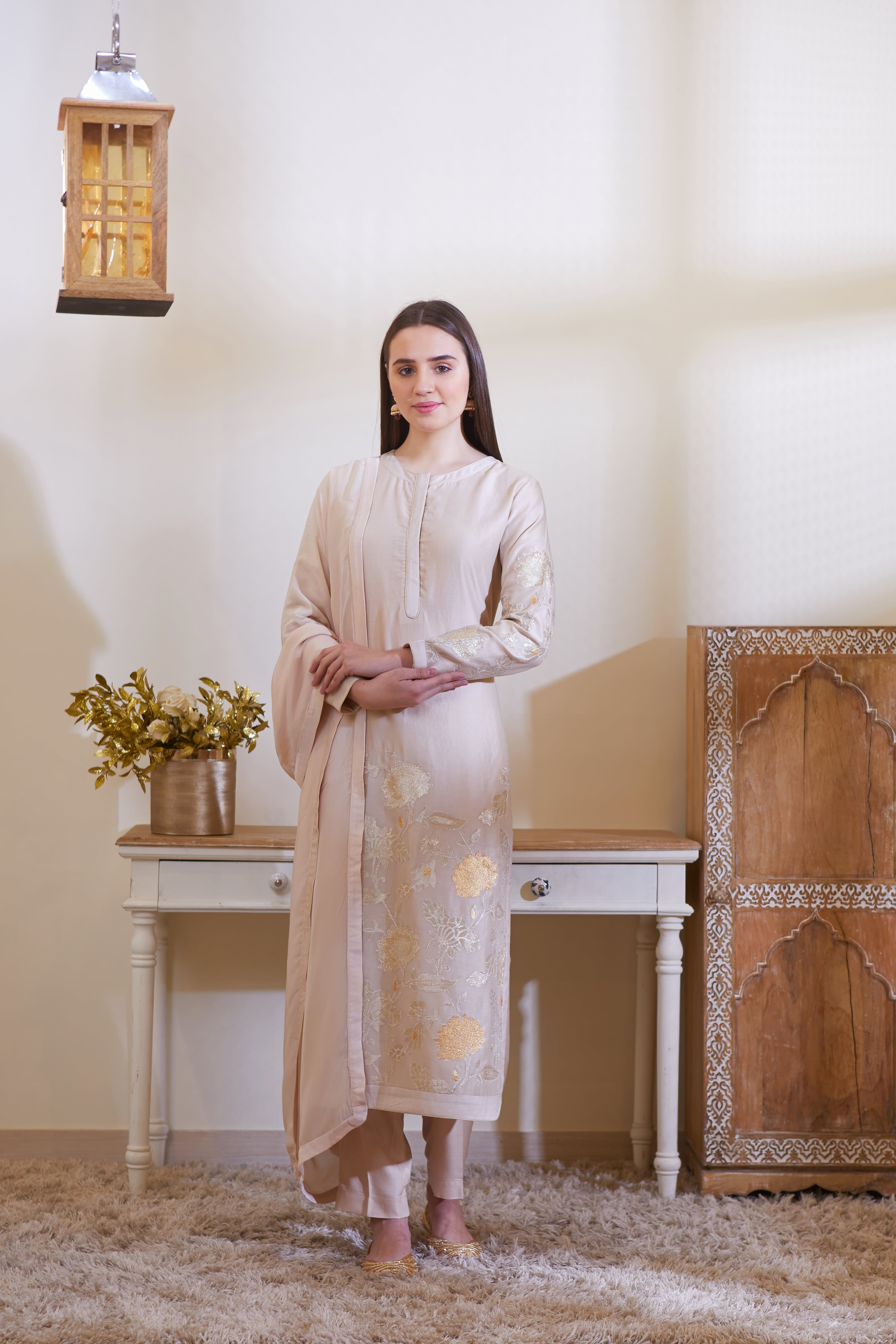 Neutral Kurta Set.
