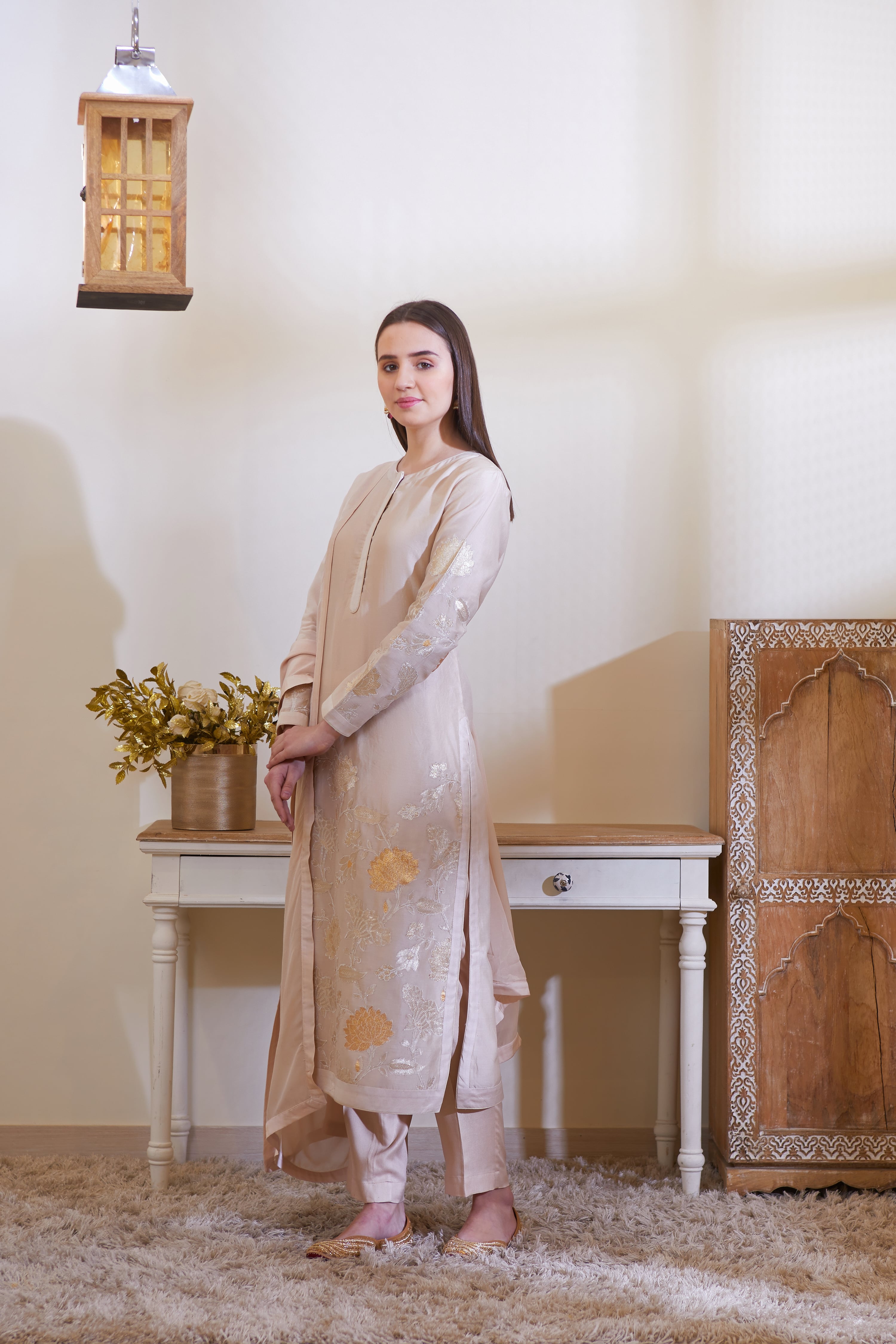 Neutral Kurta Set.