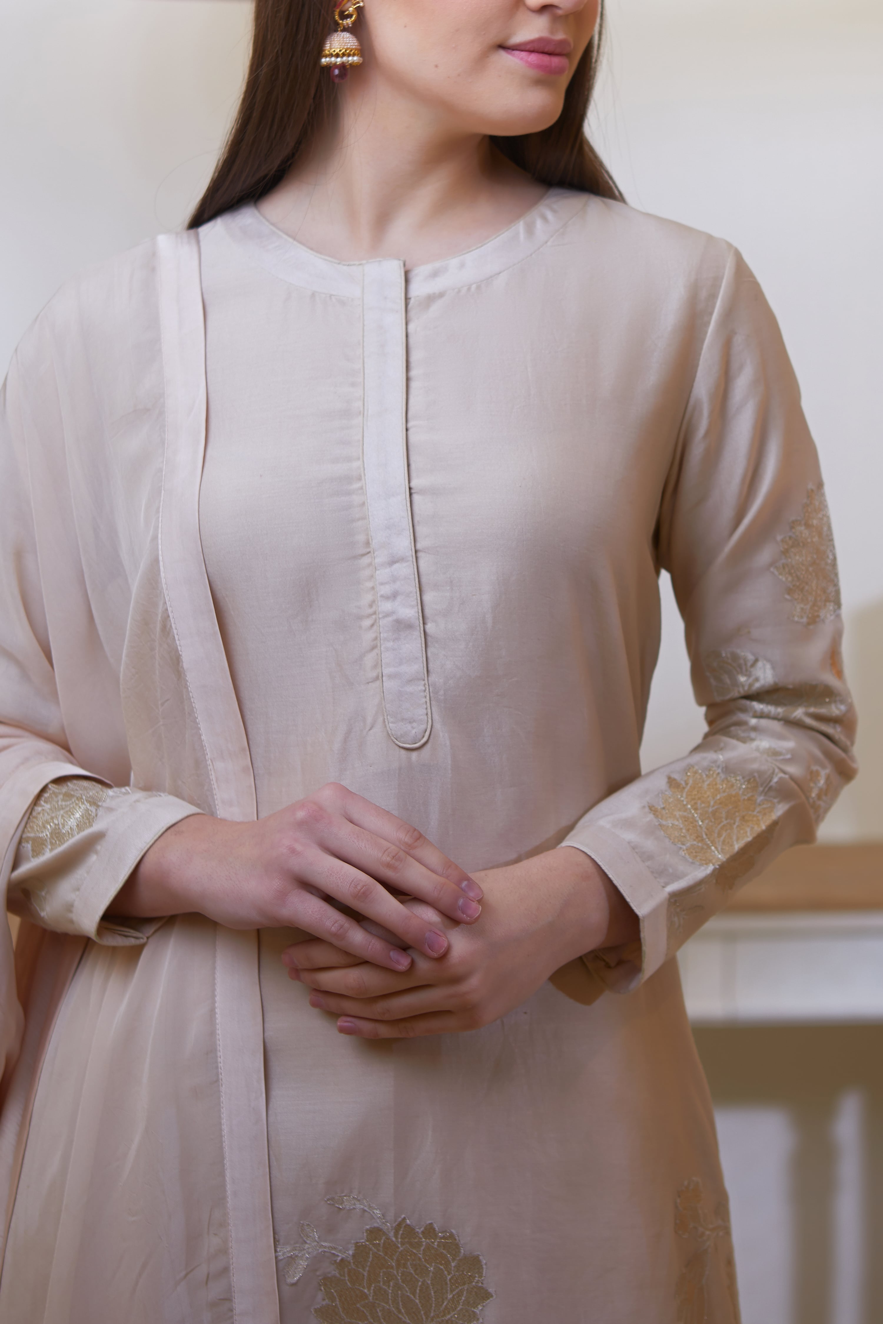 Neutral Kurta Set.