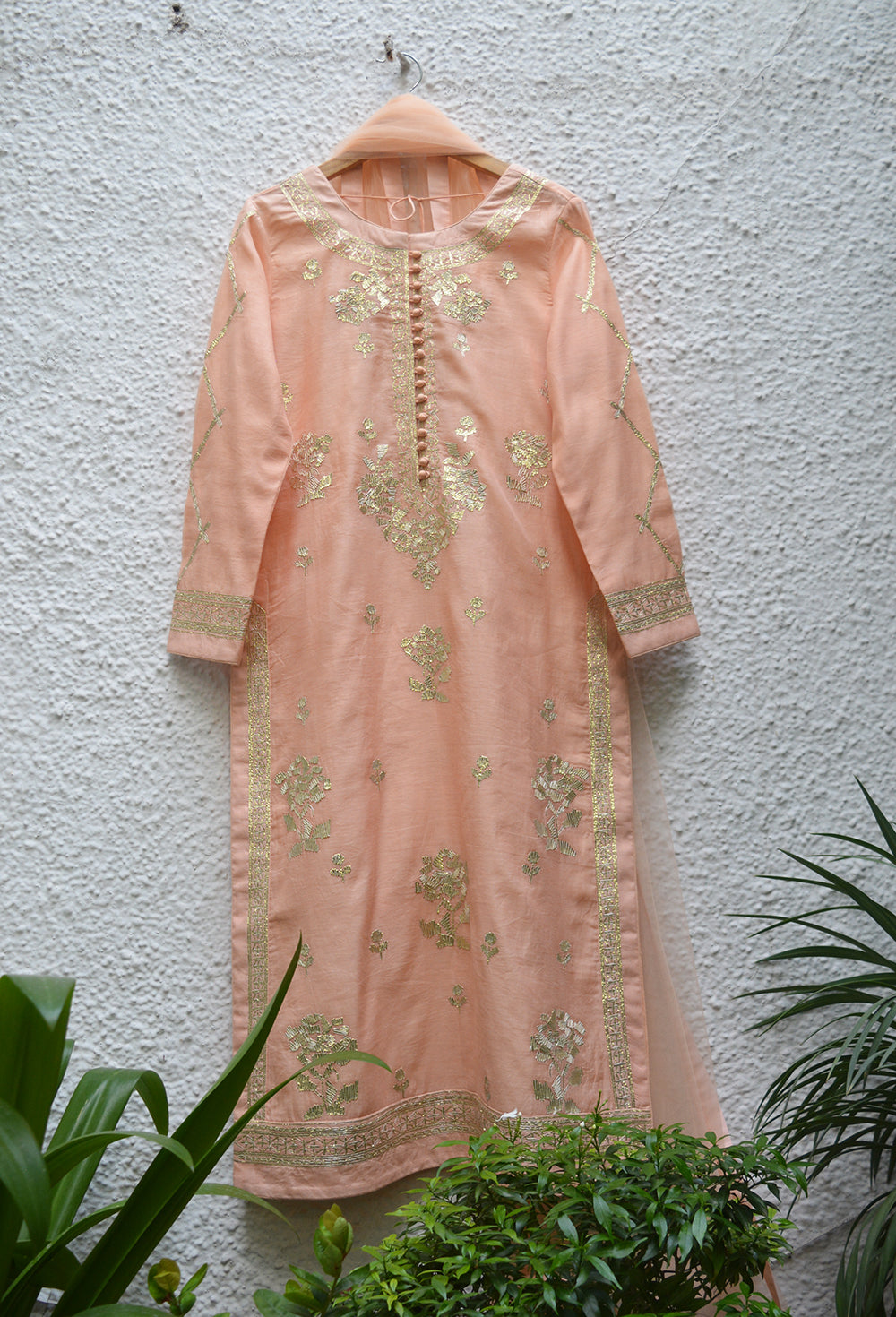 Peach Kurta Set.