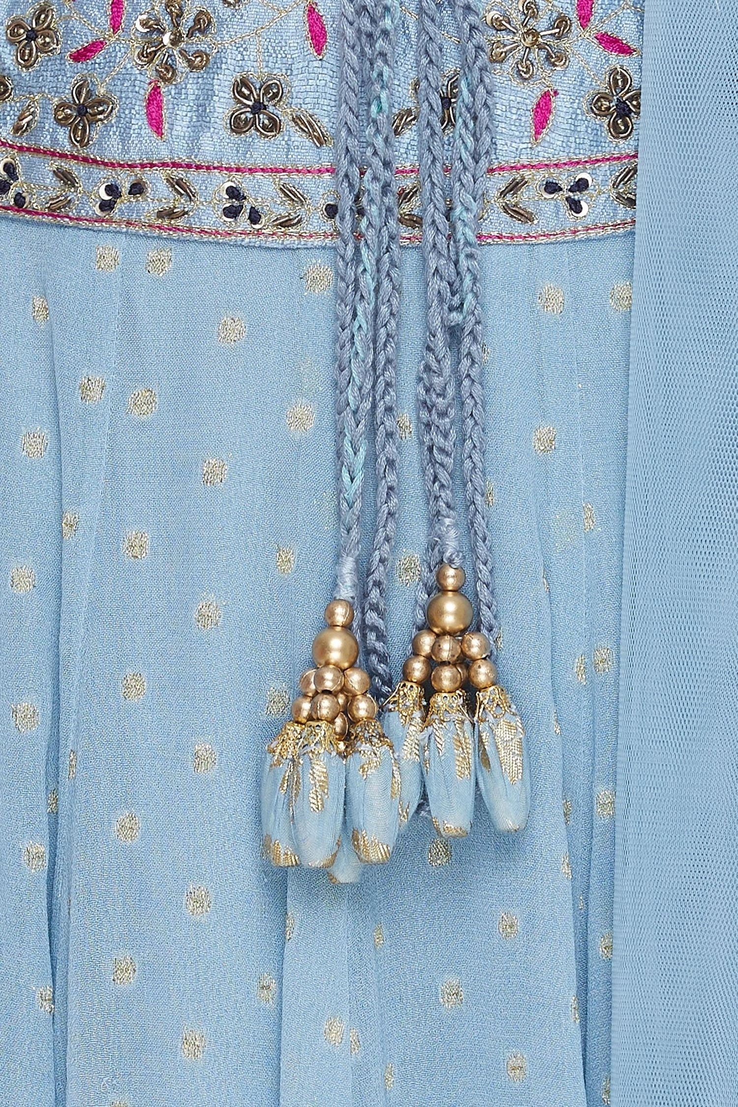 Light Blue Anarkali kurta Set- close view