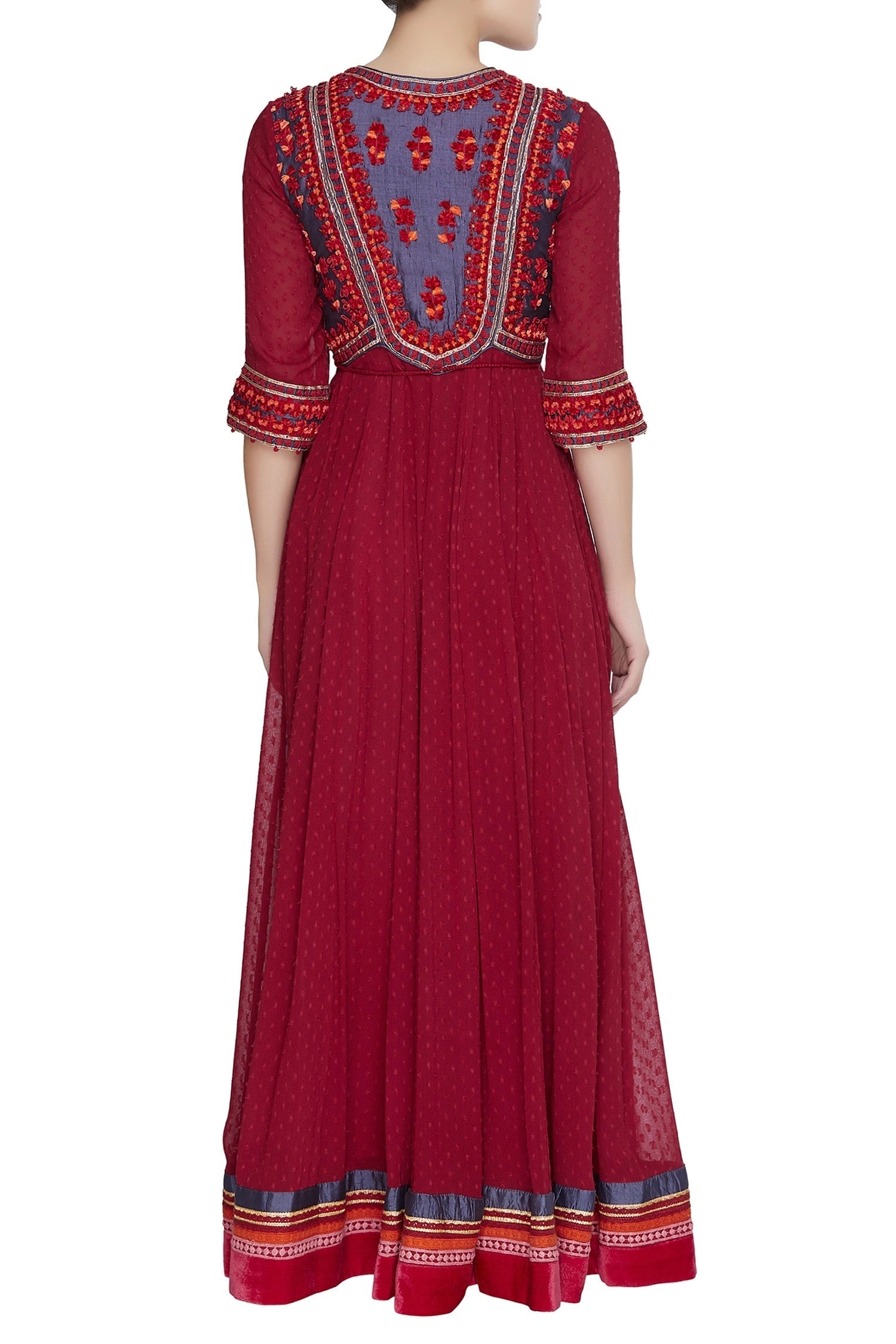 Threadwork embroidered anarkali kurta set