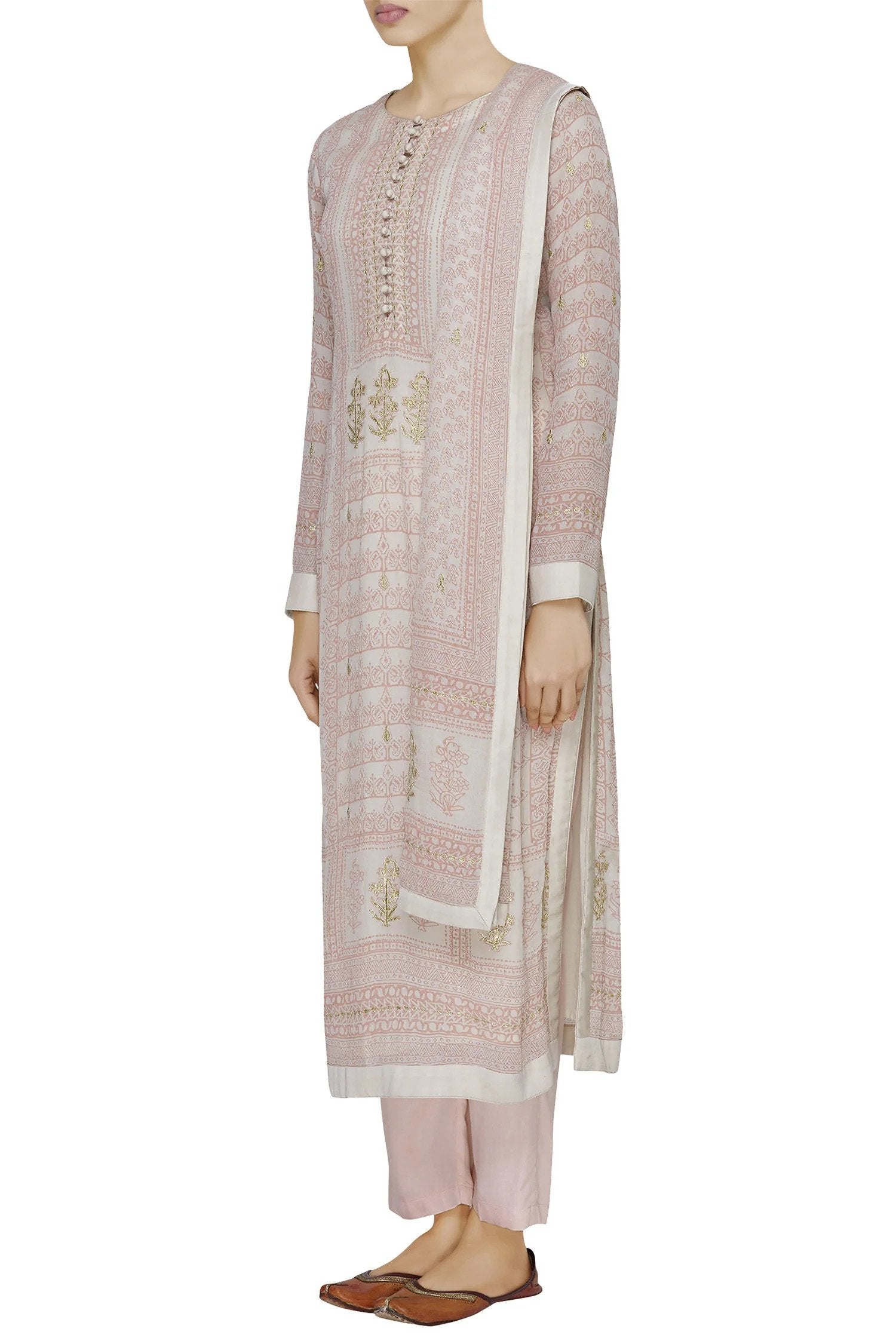 Women's Designer Blush Pink Kurta Set | Cotton and Clay