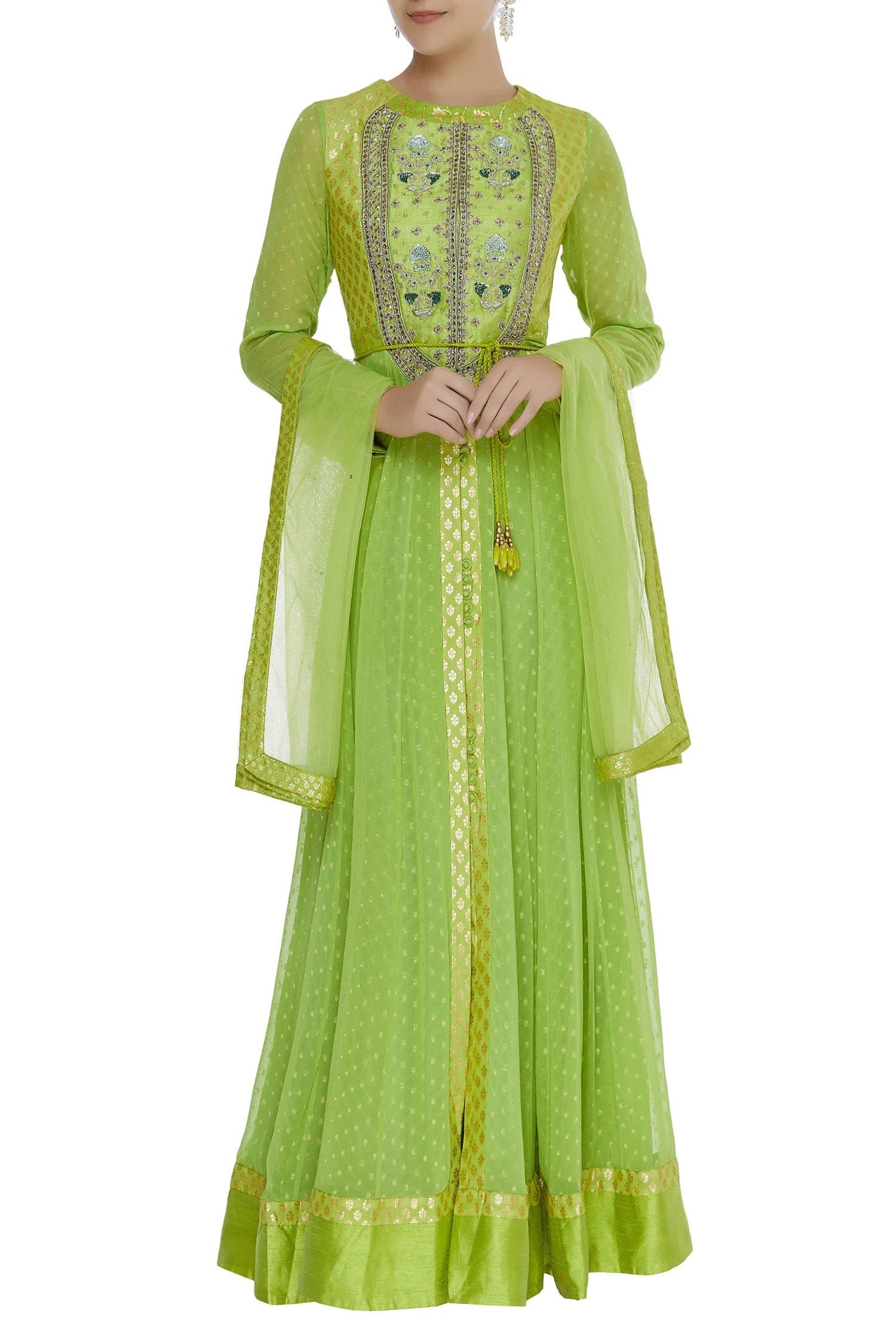 Zardozi work kurta with lehenga and dupatta