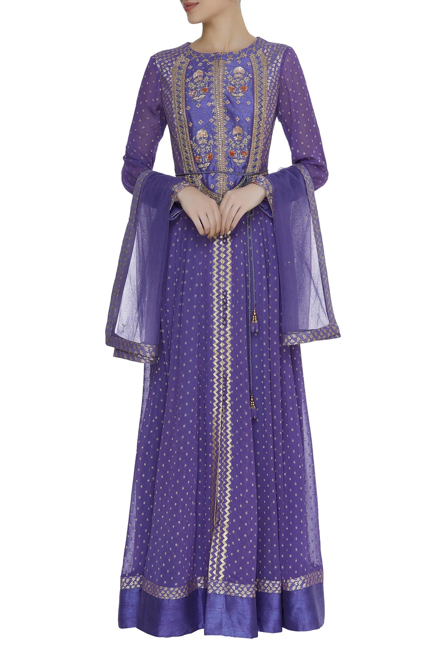 Zardozi work anarkali kurta with dupatta