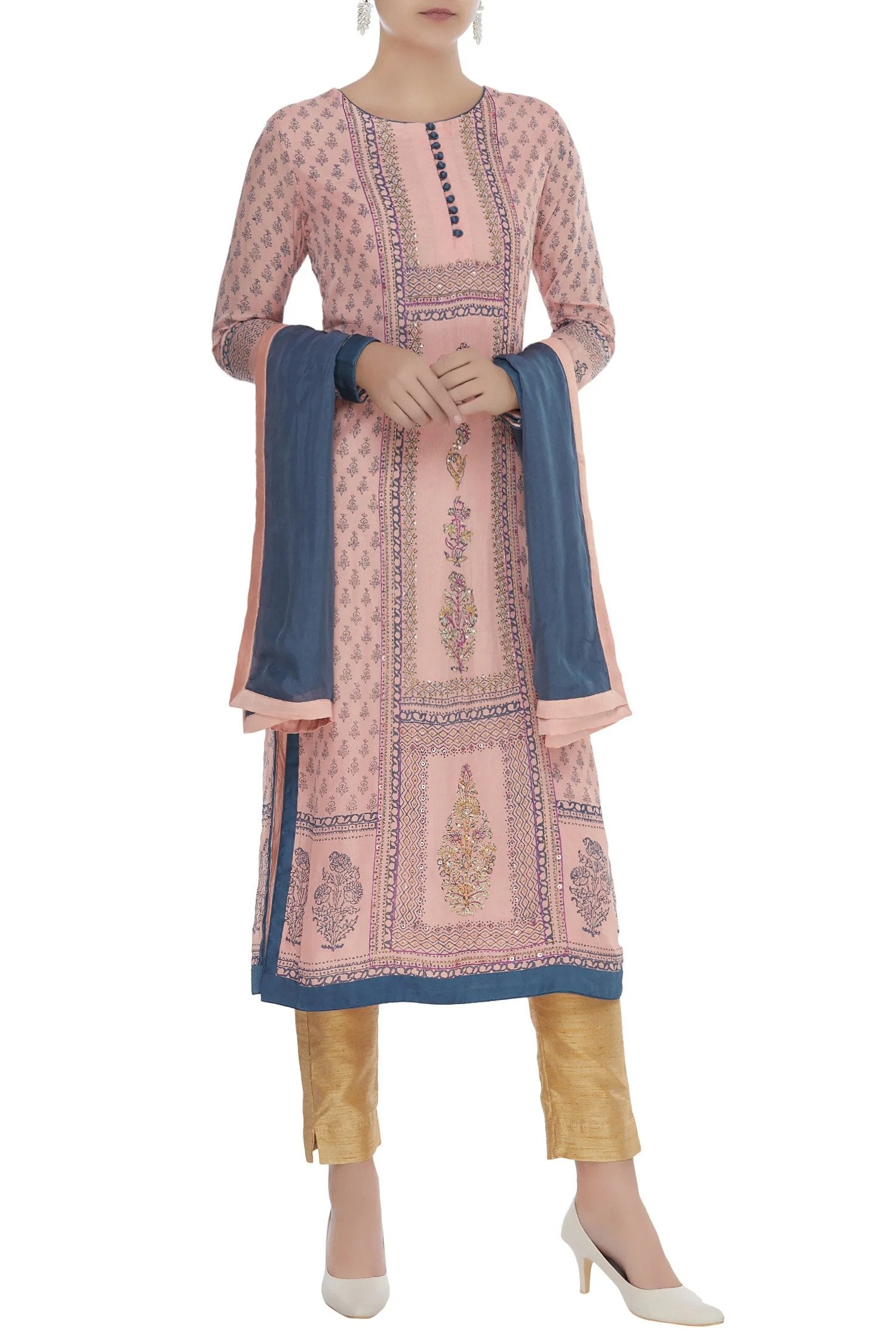 Pink & Blue Kurta Set.