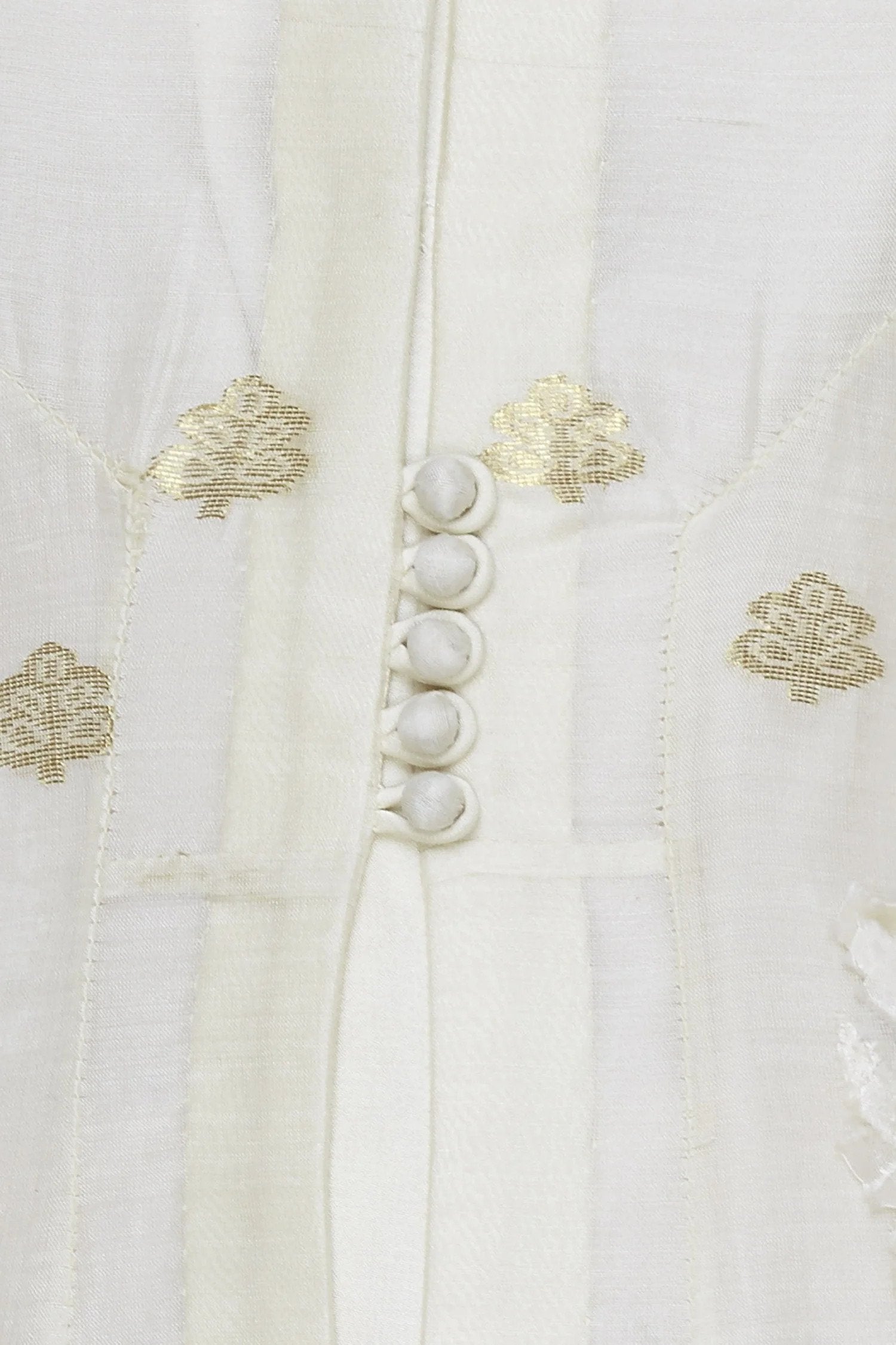 Off White Anarkali & Dupatta Set- close view