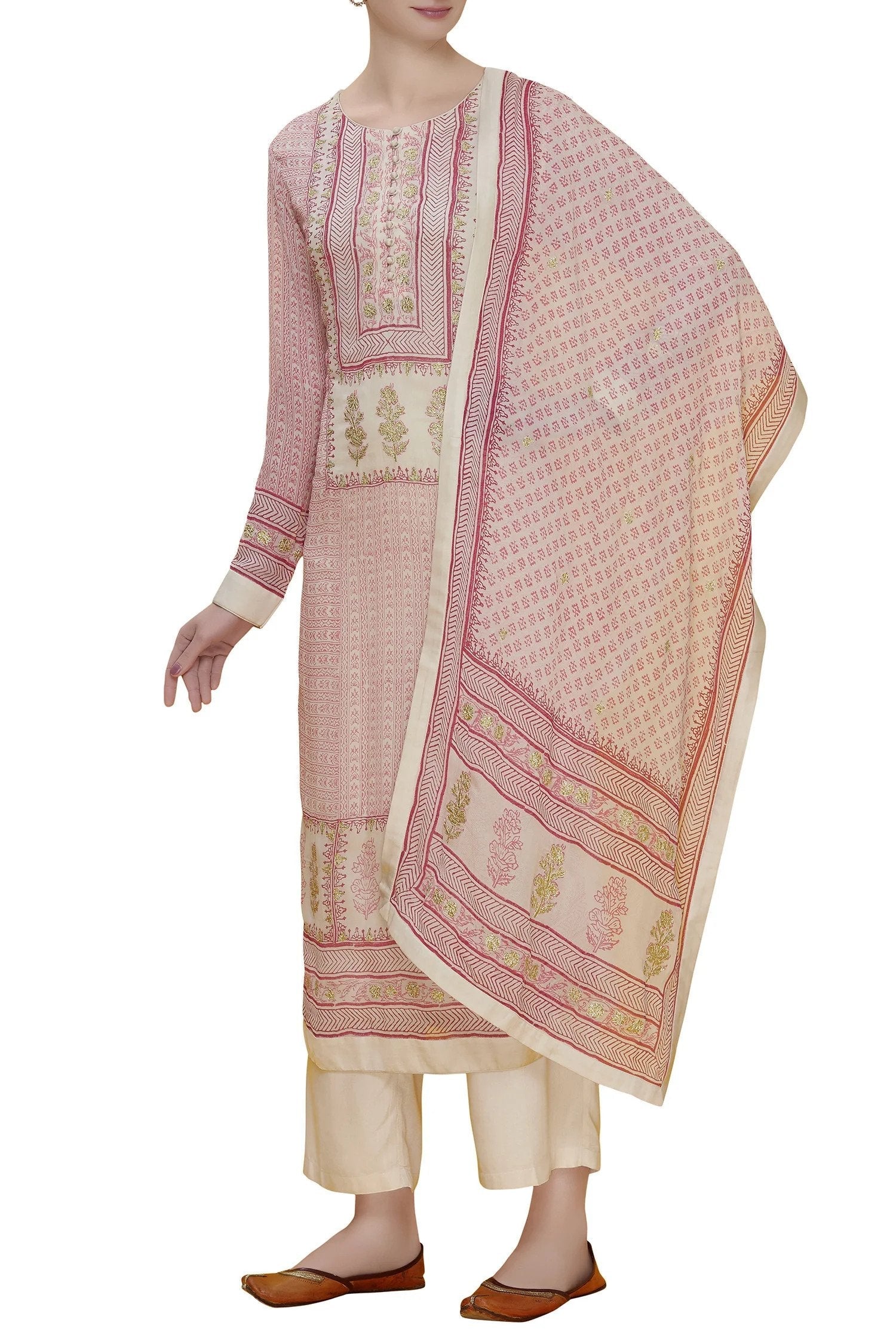 Ivory & Pink Kurta set.