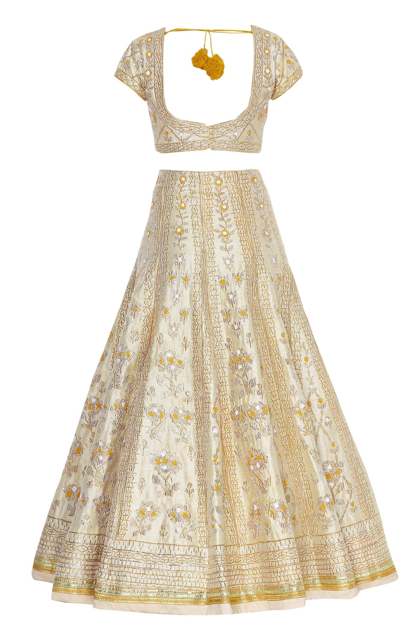 Raw Silk Lehenga Set- back view