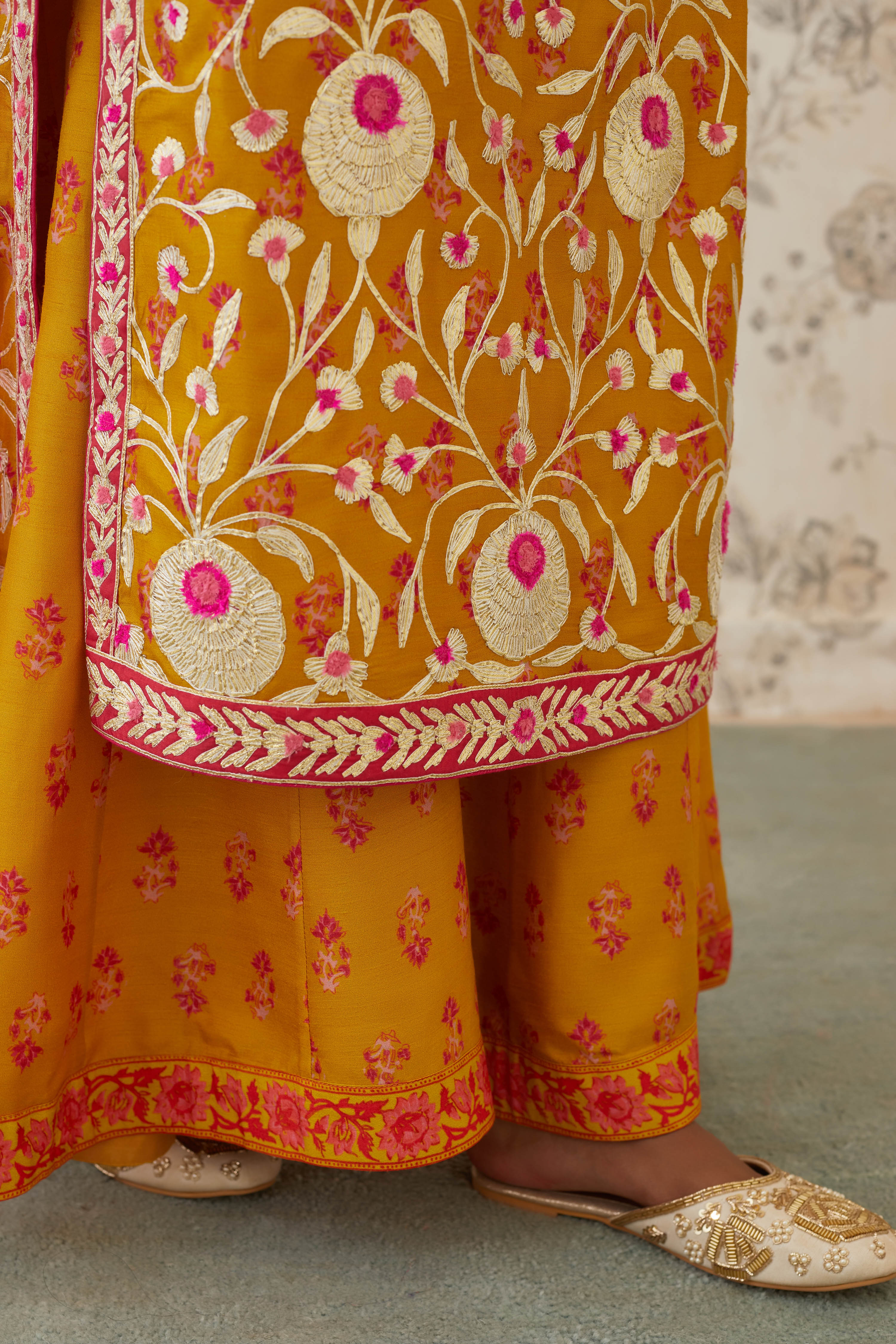 Mustard Kurta Sharara Set.