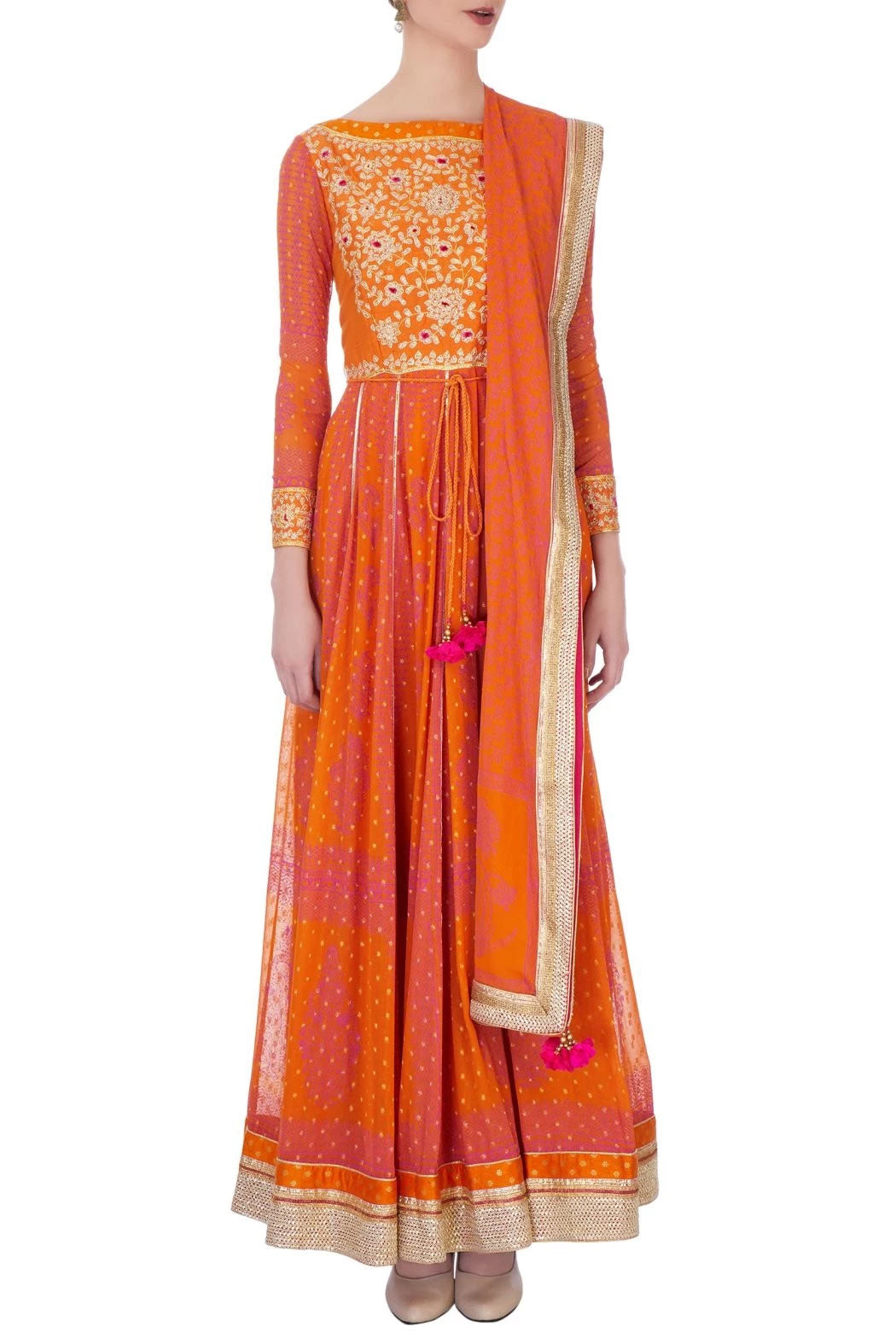 Pink & Rust Orange anarkali set