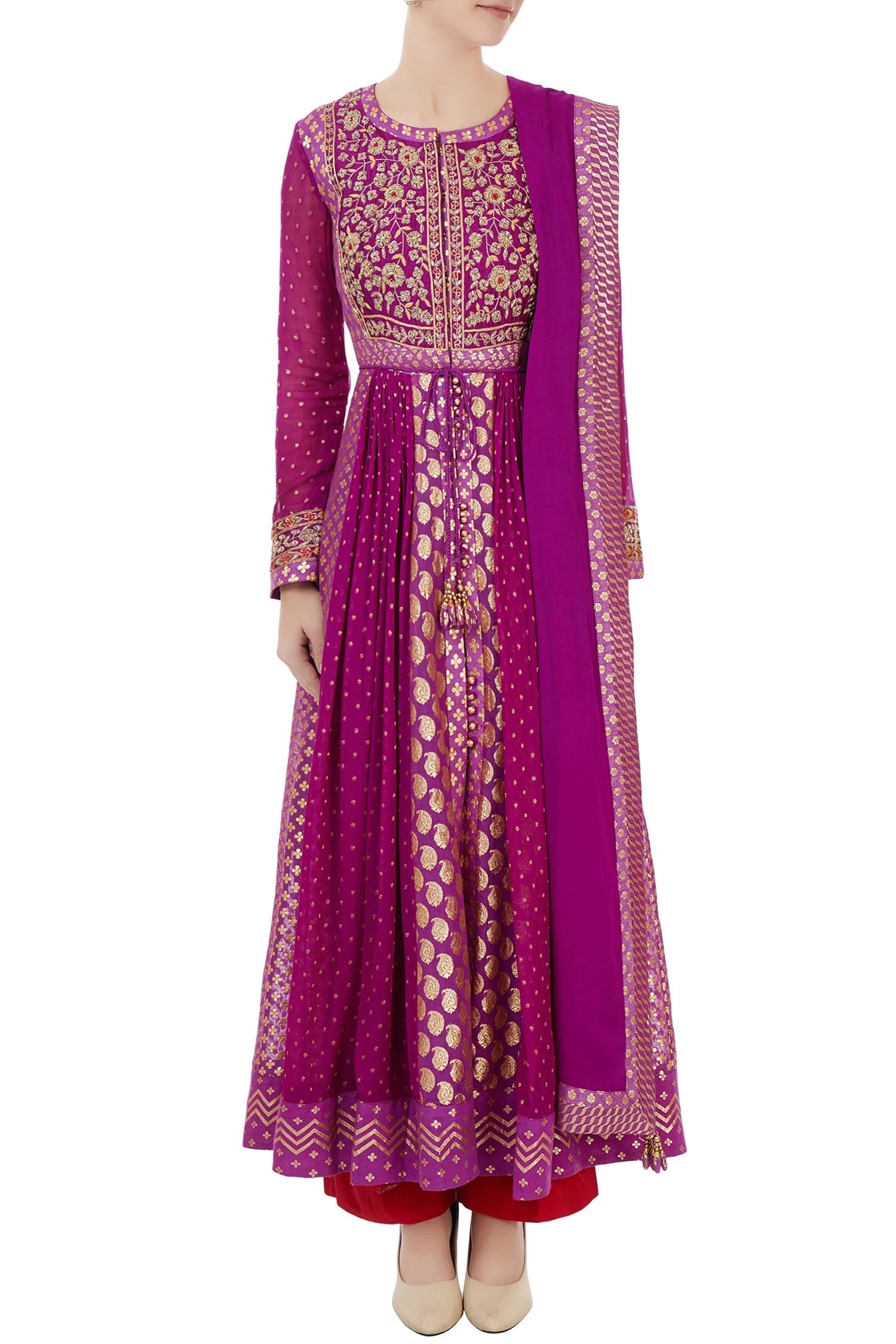 Purple anarkali set.