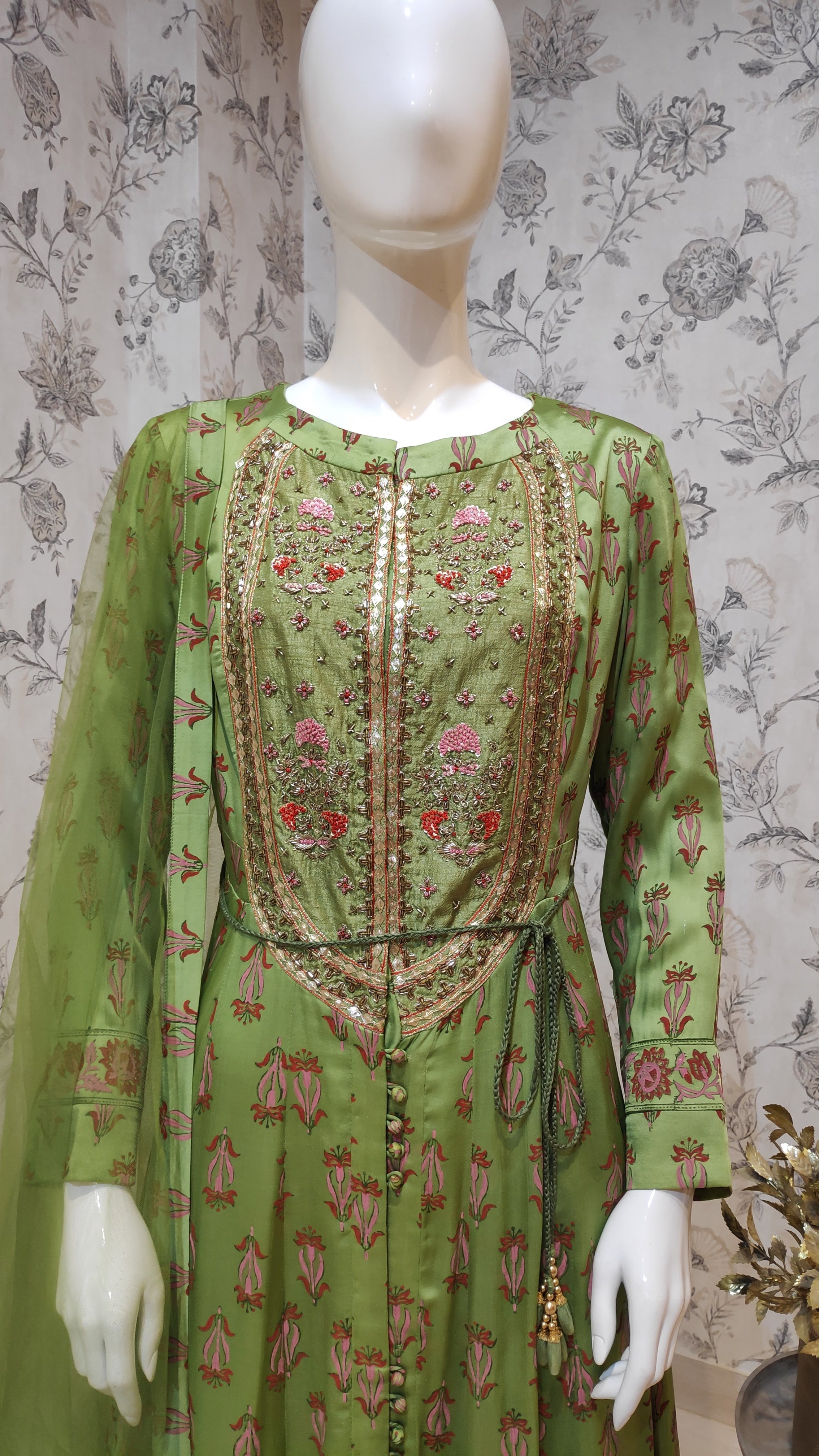Satin Georgette Kurta Set- front view