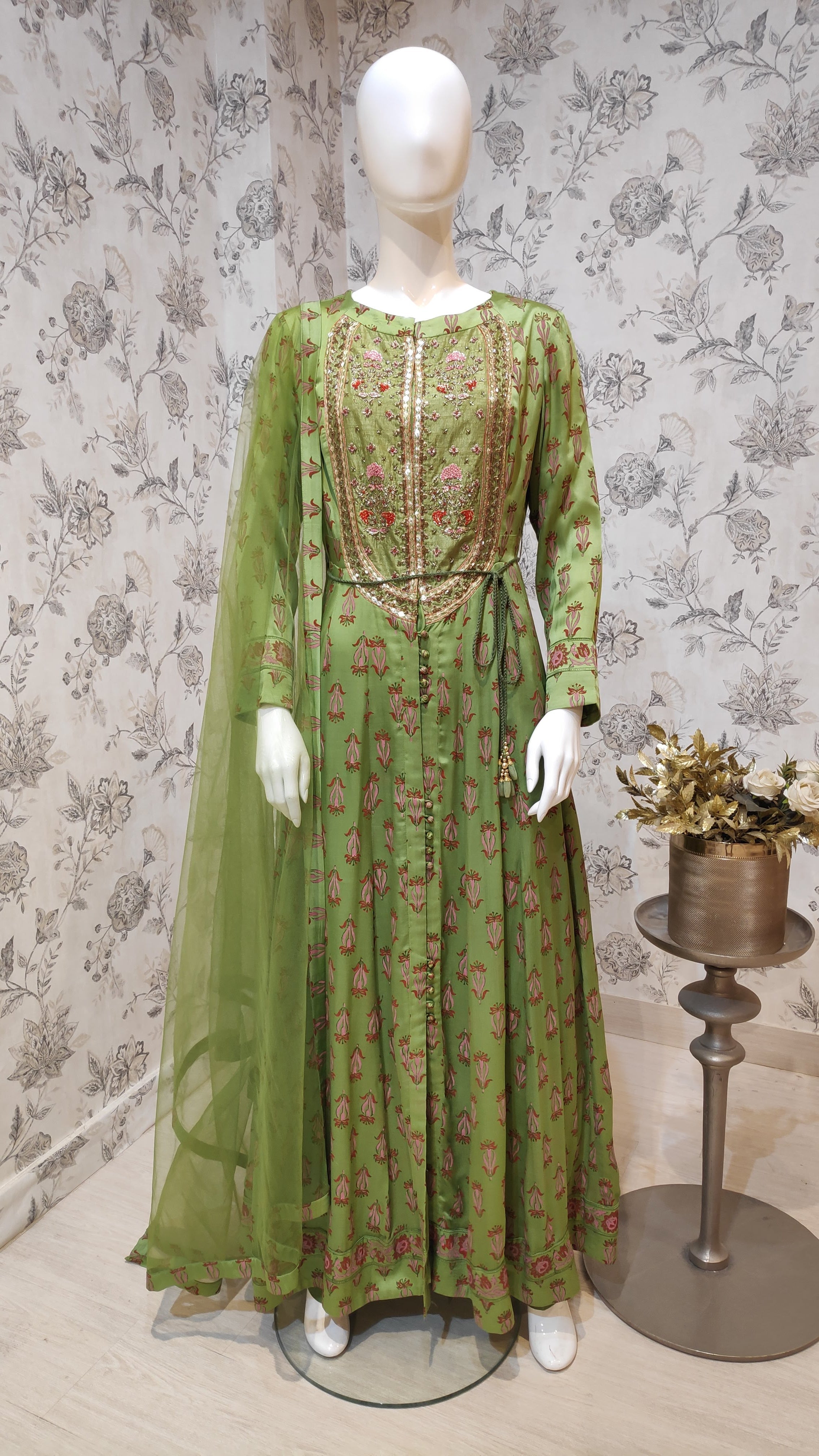 Satin Georgette Kurta Set- front view