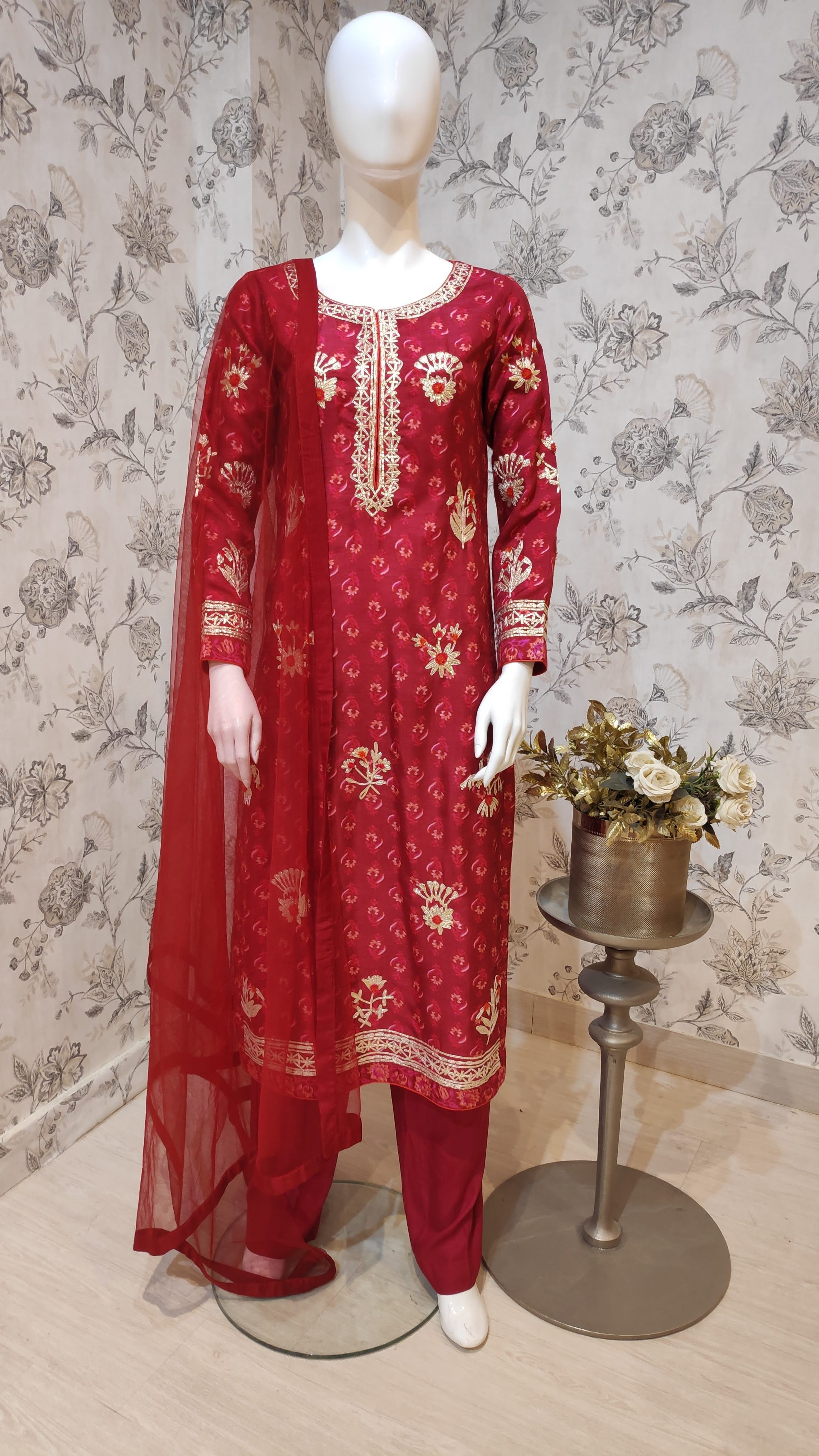 Maroon Kurta Set.
